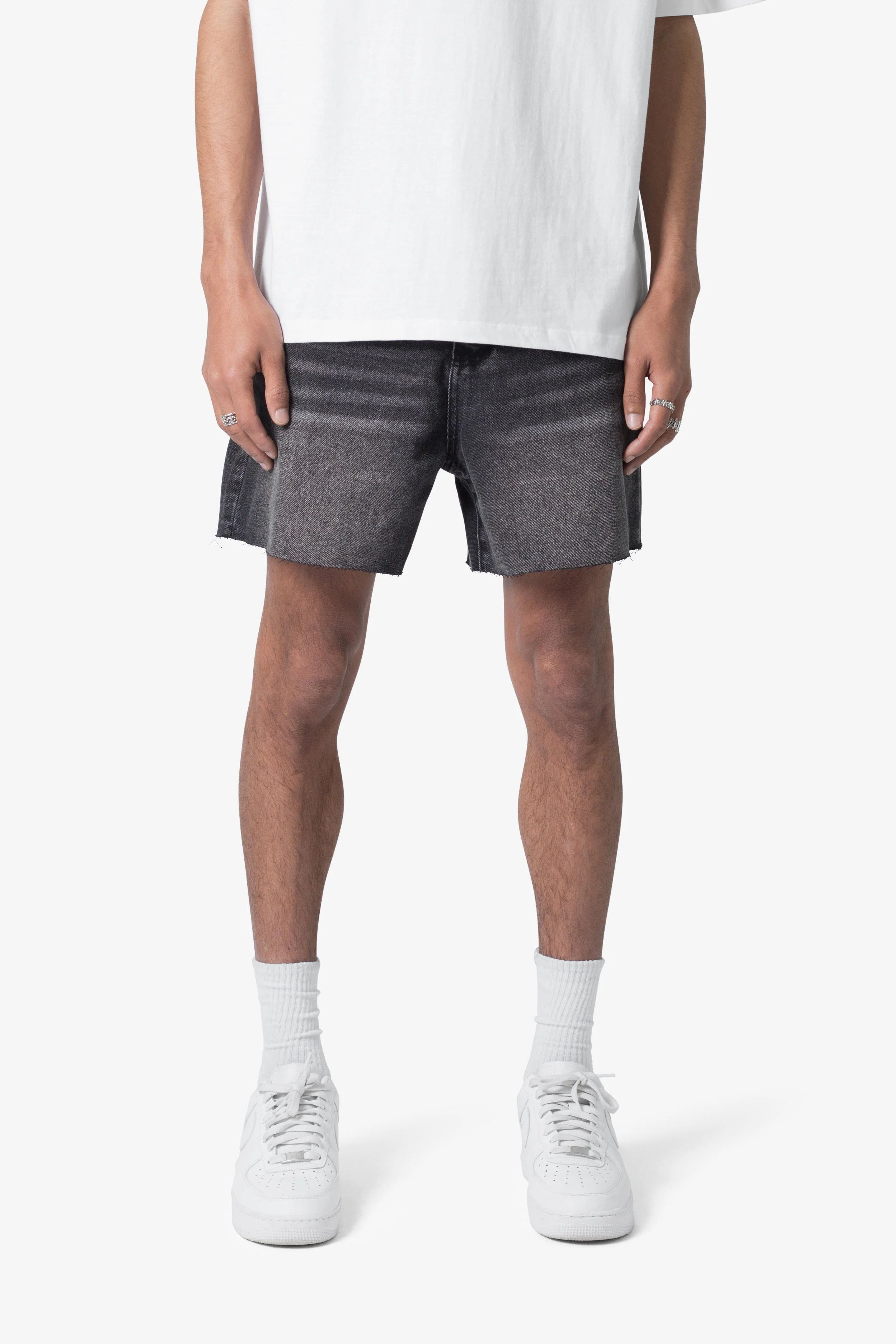Cut Off Denim Shorts - Black - Image 3