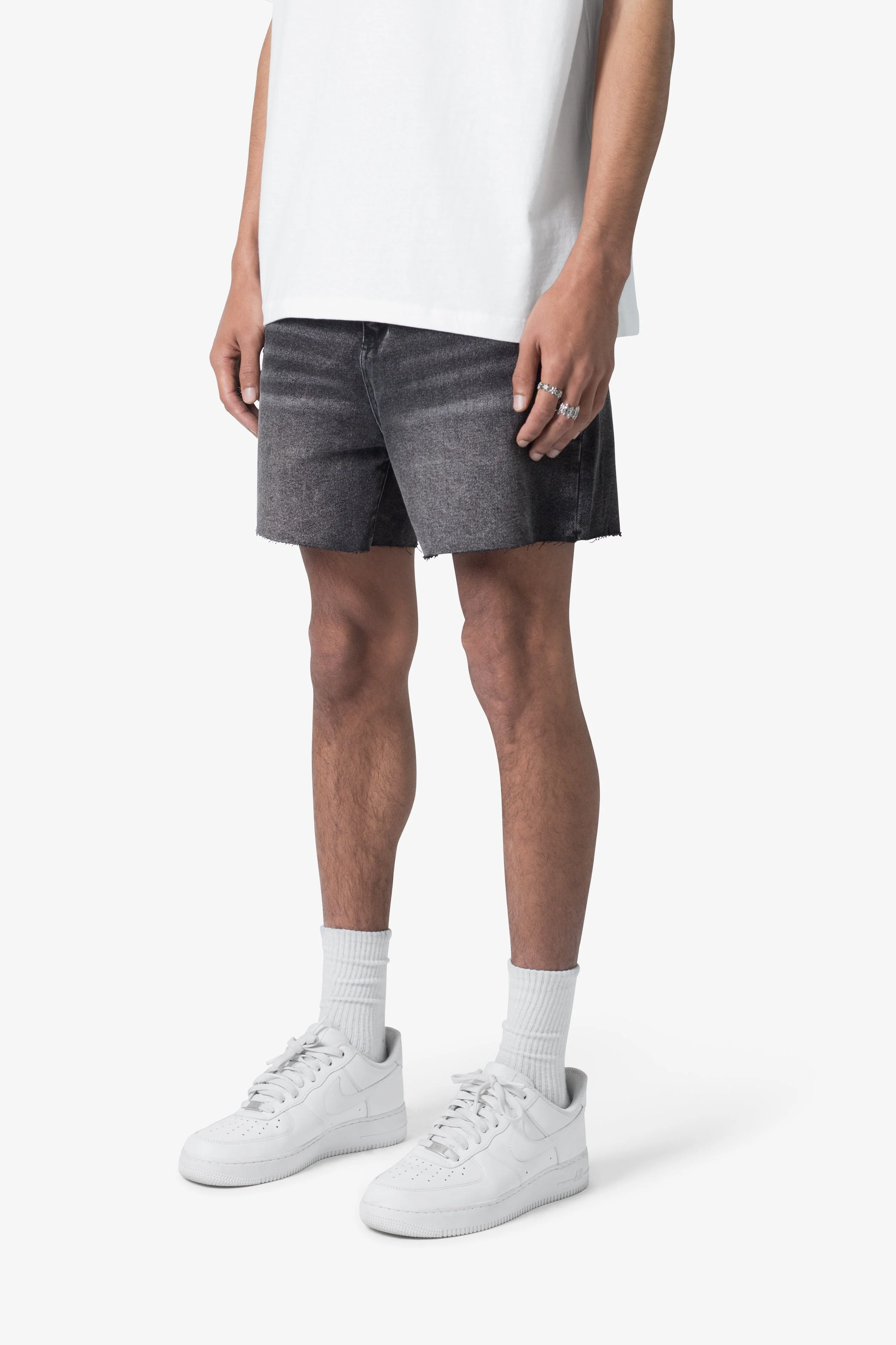 Cut Off Denim Shorts - Black - Image 4