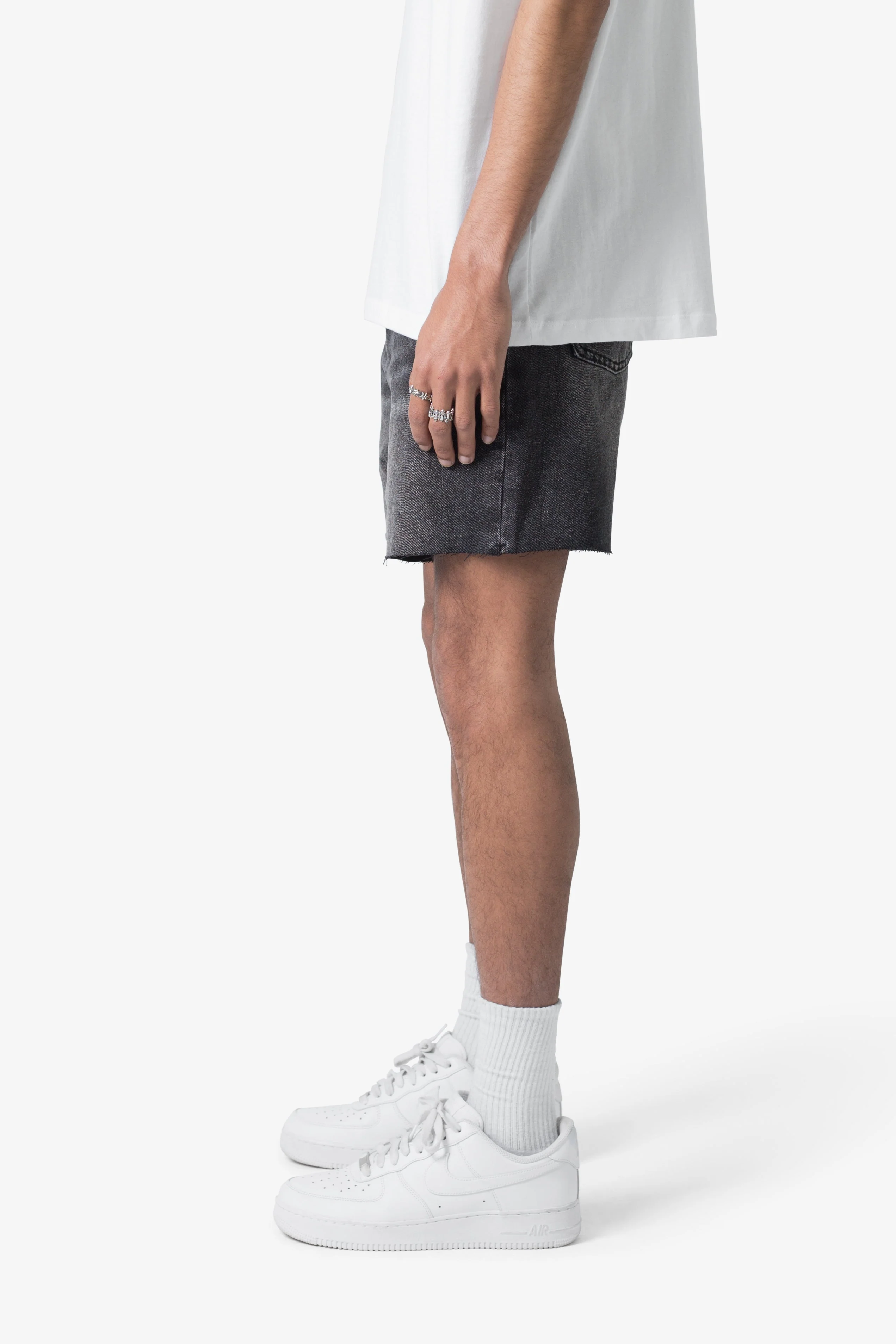 Cut Off Denim Shorts - Black - Image 5