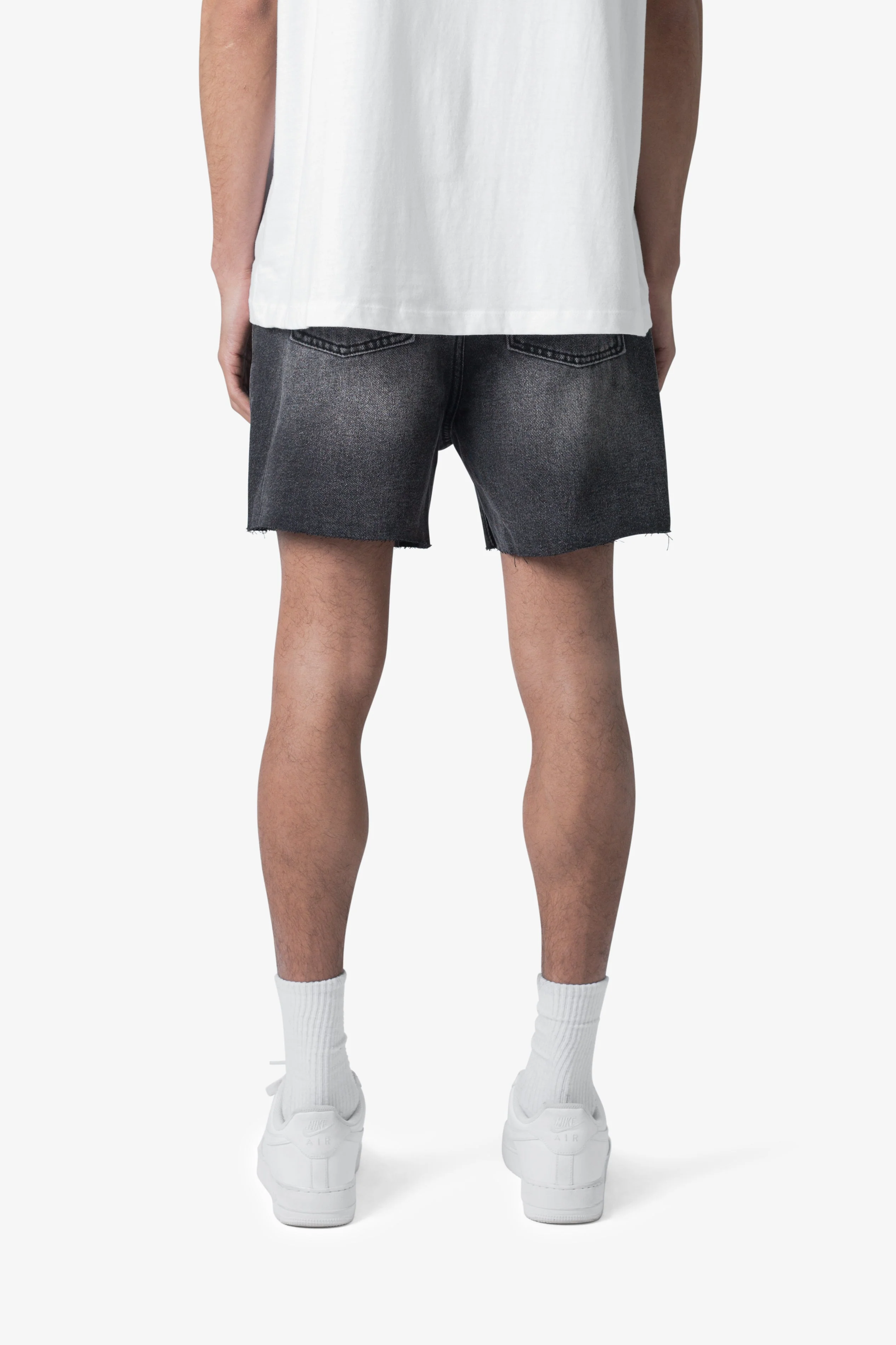 Cut Off Denim Shorts - Black - Image 6