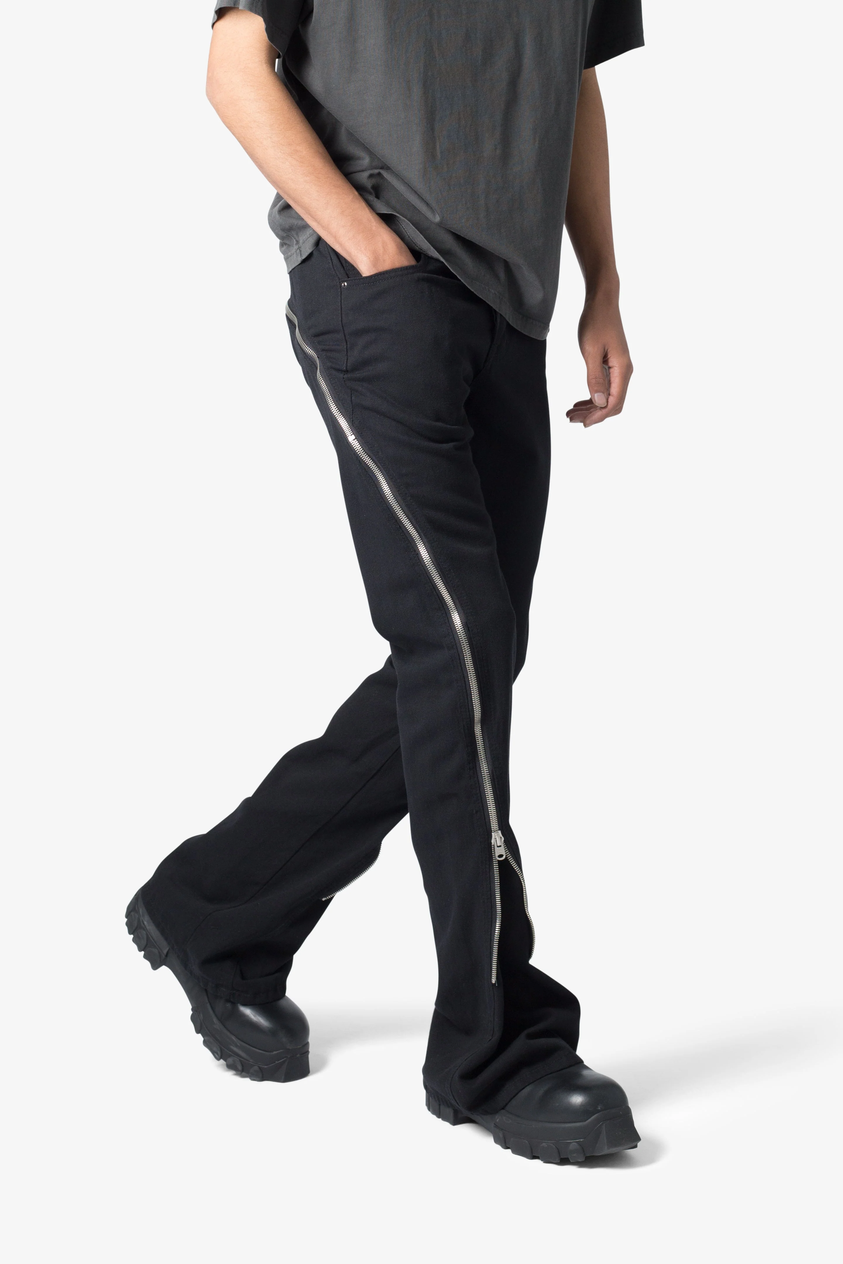 D519 Zipper Flare Denim - Black - Image 6