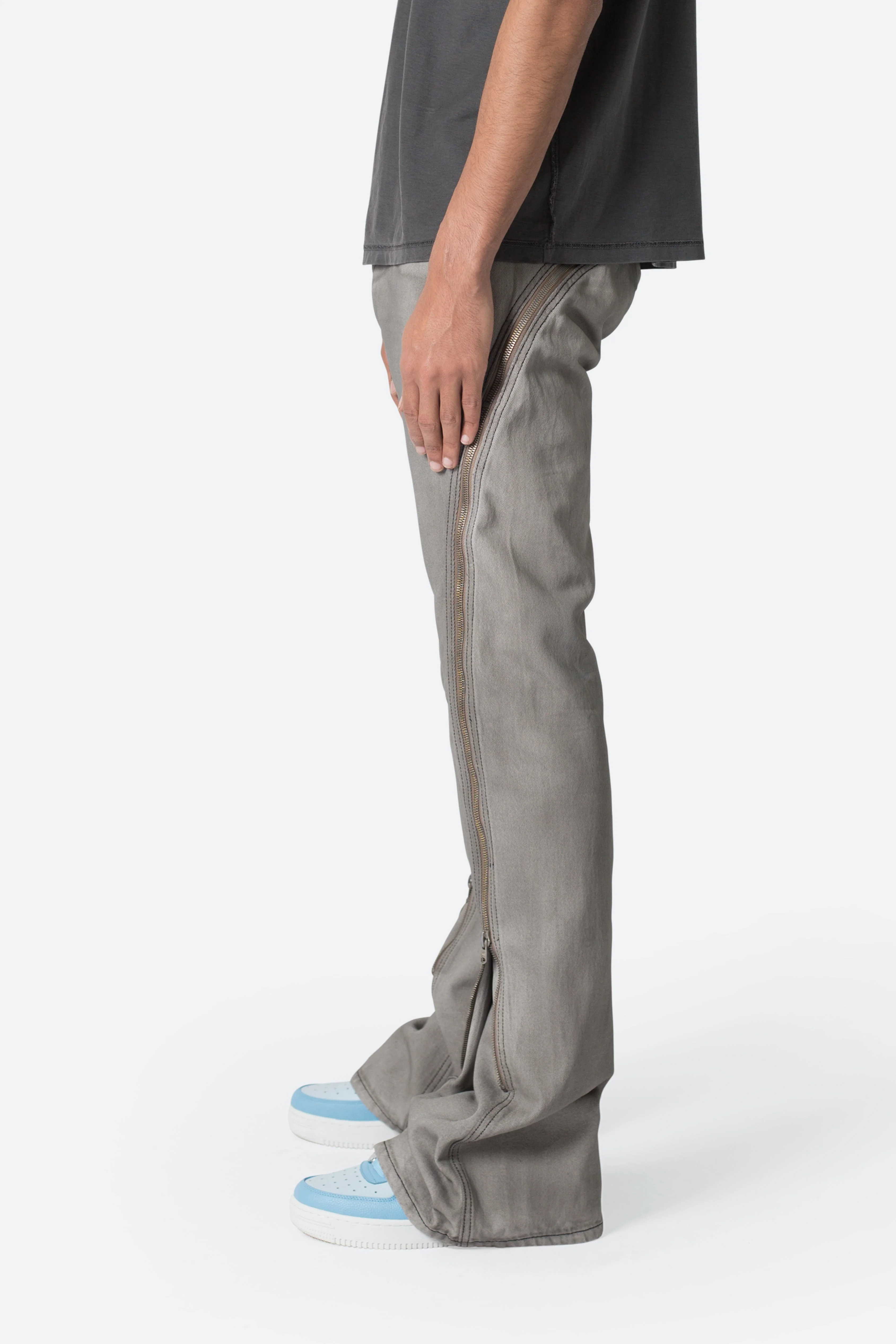 D519 Zipper Flare Denim - Grey - Image 4