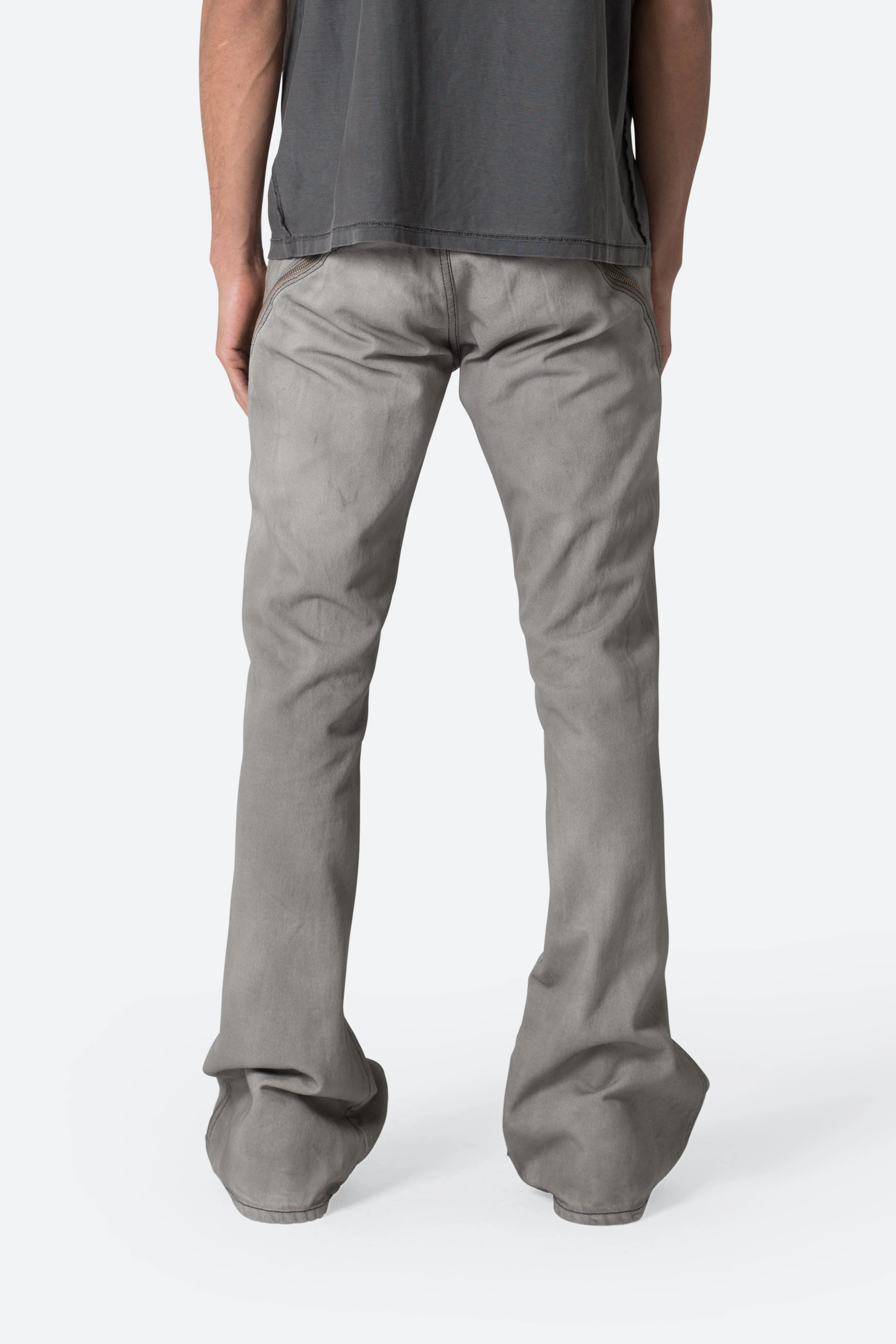 D519 Zipper Flare Denim - Grey - Image 5