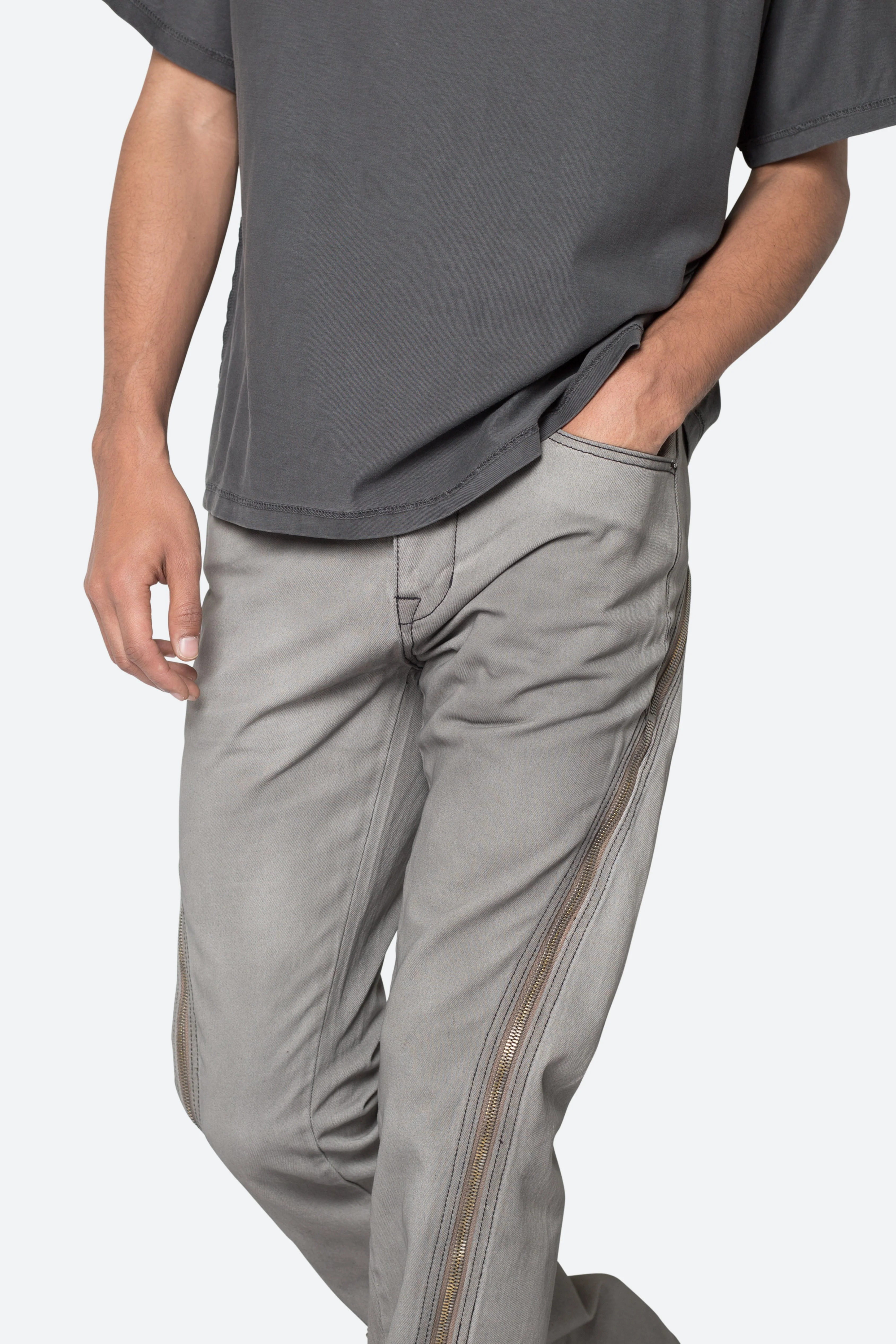 D519 Zipper Flare Denim - Grey - Image 7