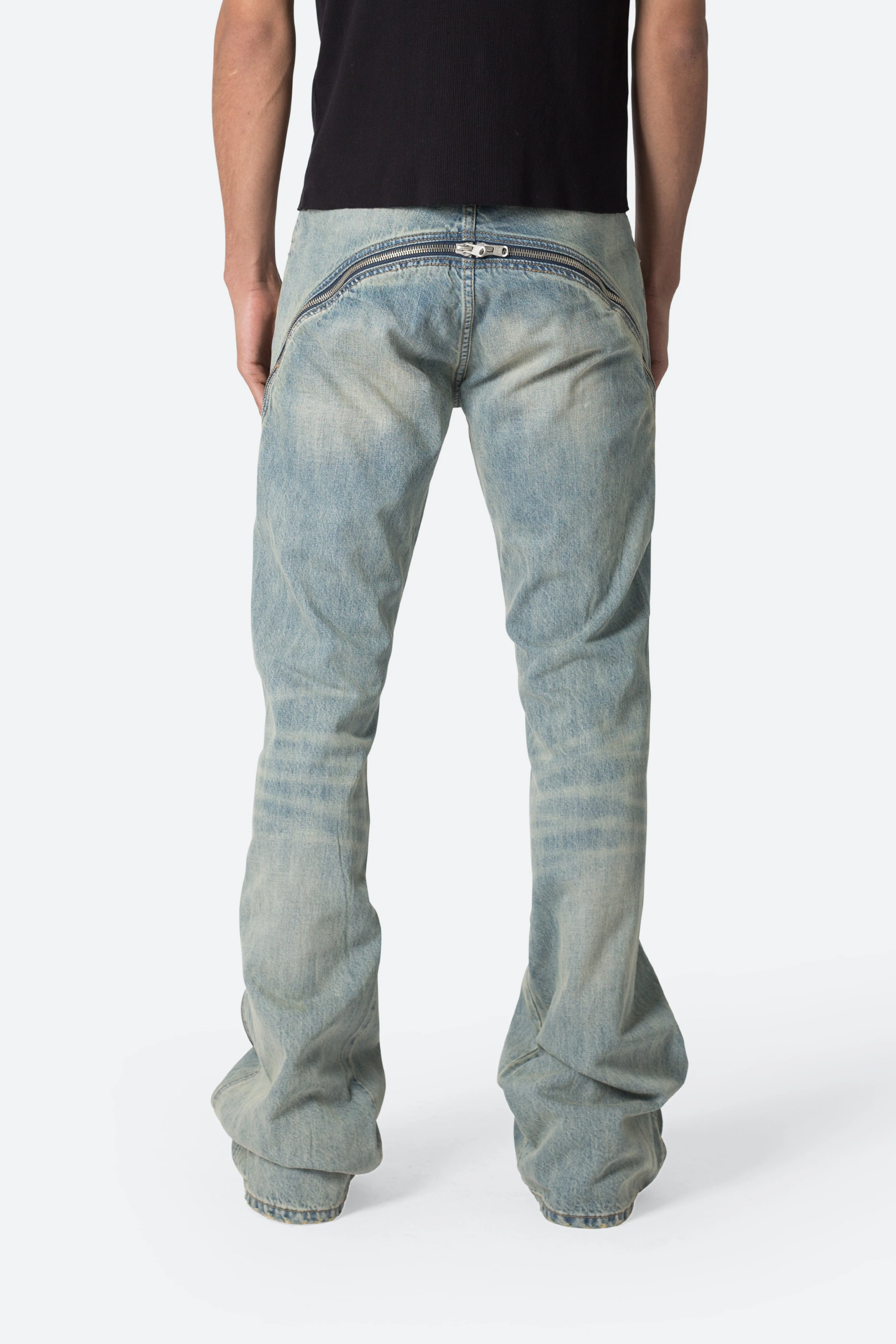 D519 Zipper Flare Denim - Vintage Blue - Image 5