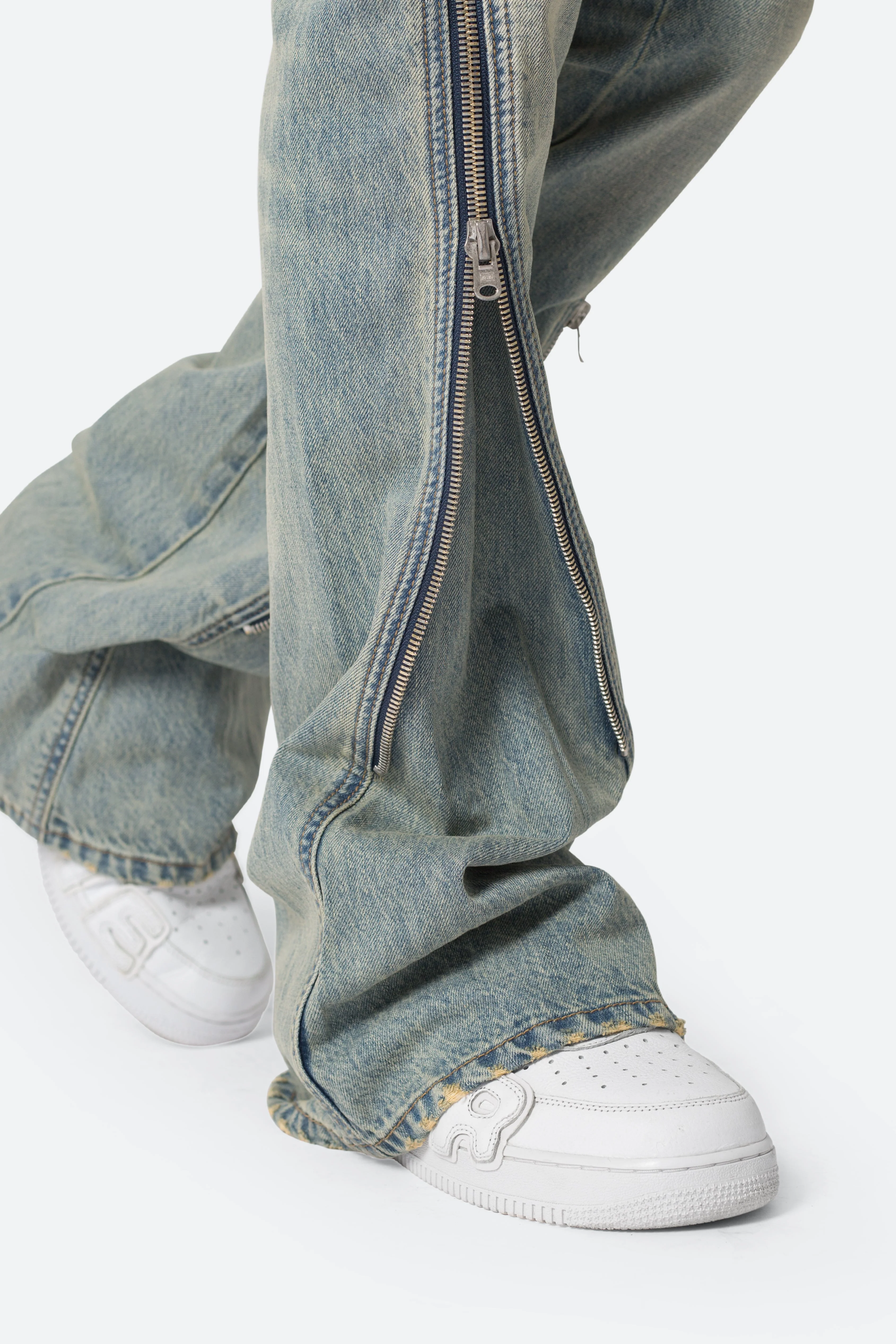 D519 Zipper Flare Denim - Vintage Blue - Image 8
