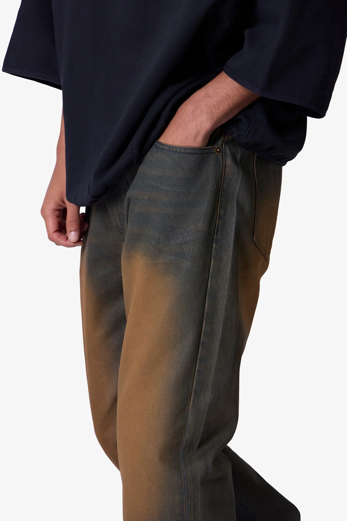 D732 Rust Wash Denim - Black/Brown - Image 8