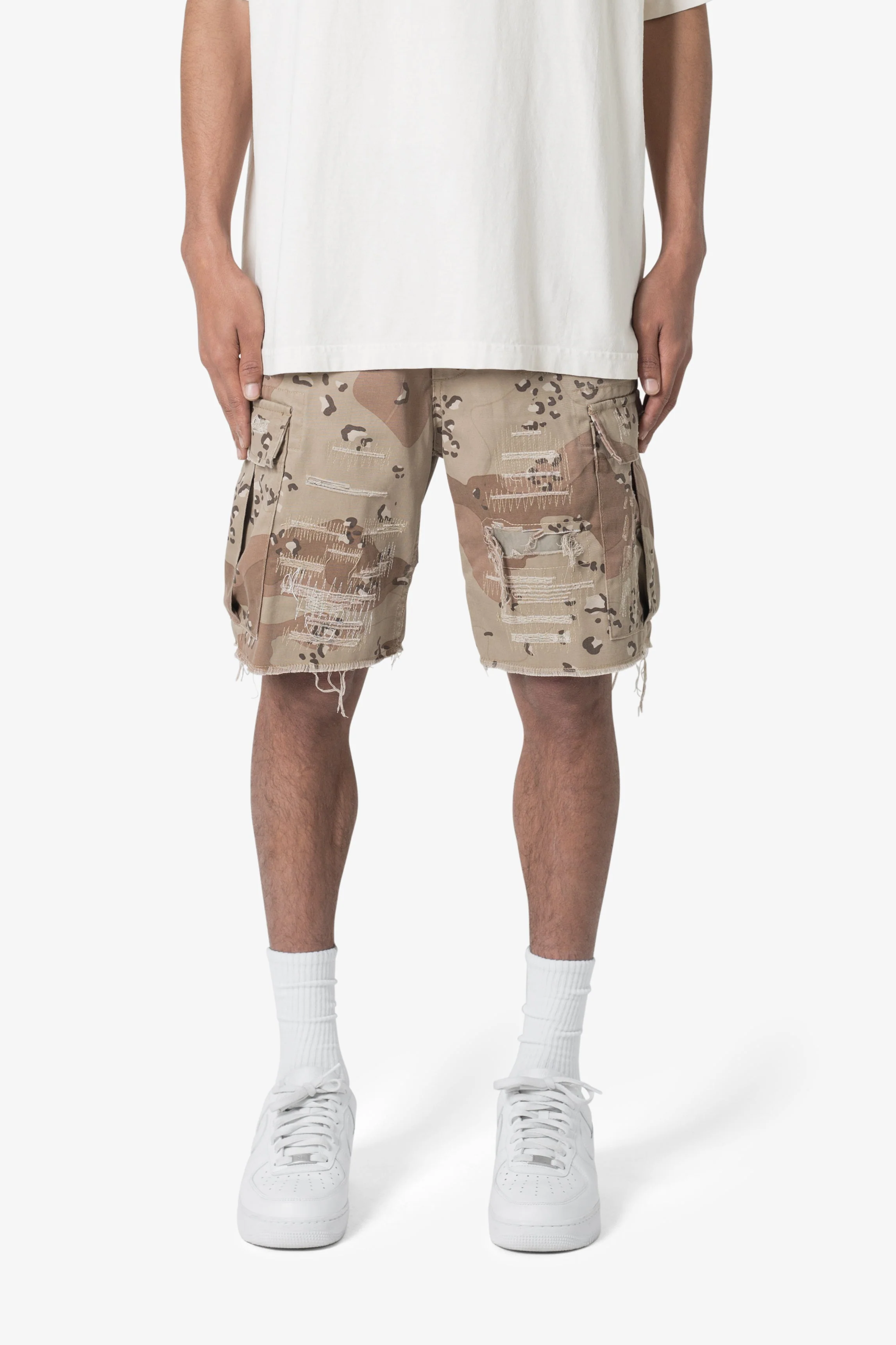 Distressed Cargo Shorts - Desert Camo - Image 3