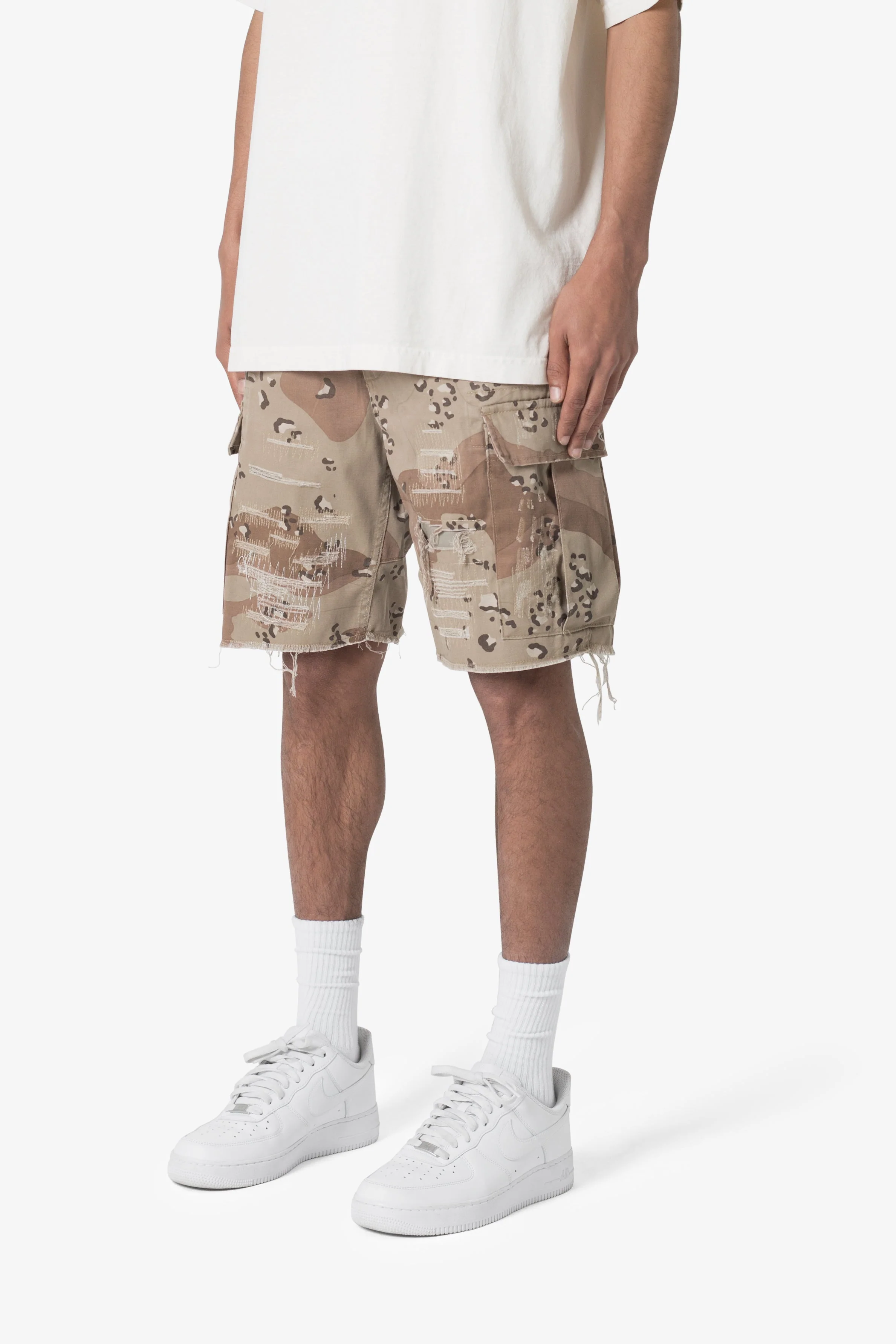 Distressed Cargo Shorts - Desert Camo - Image 4