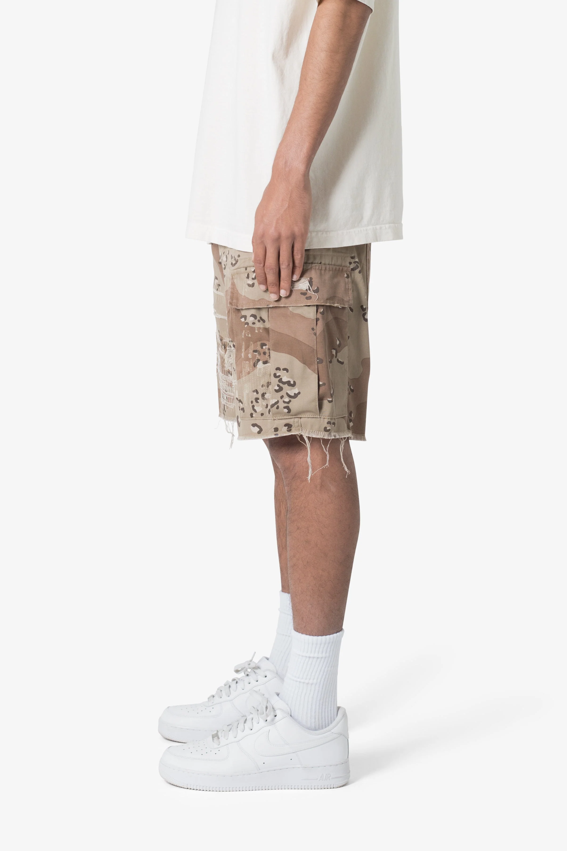 Distressed Cargo Shorts - Desert Camo - Image 5