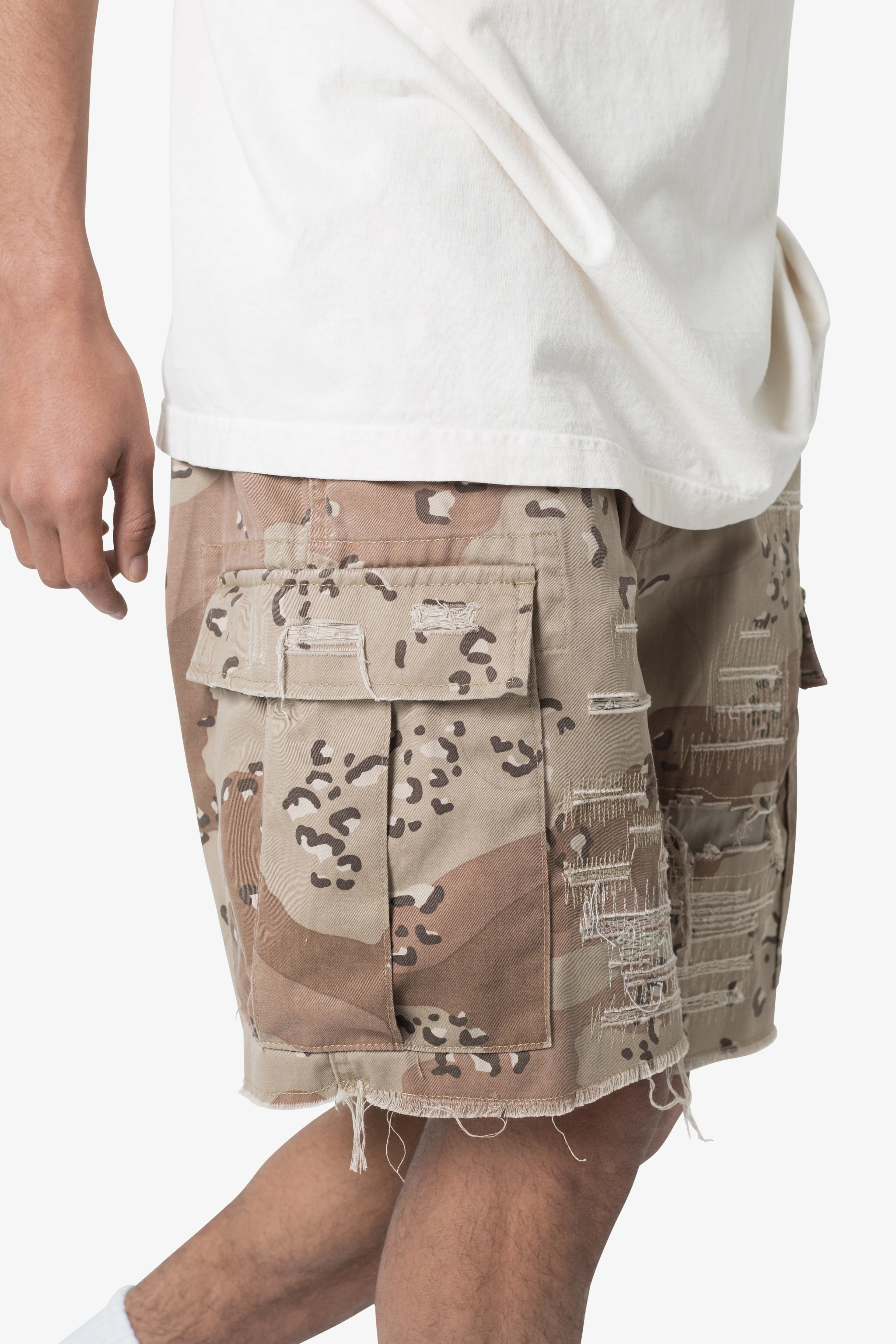 Distressed Cargo Shorts - Desert Camo - Image 7