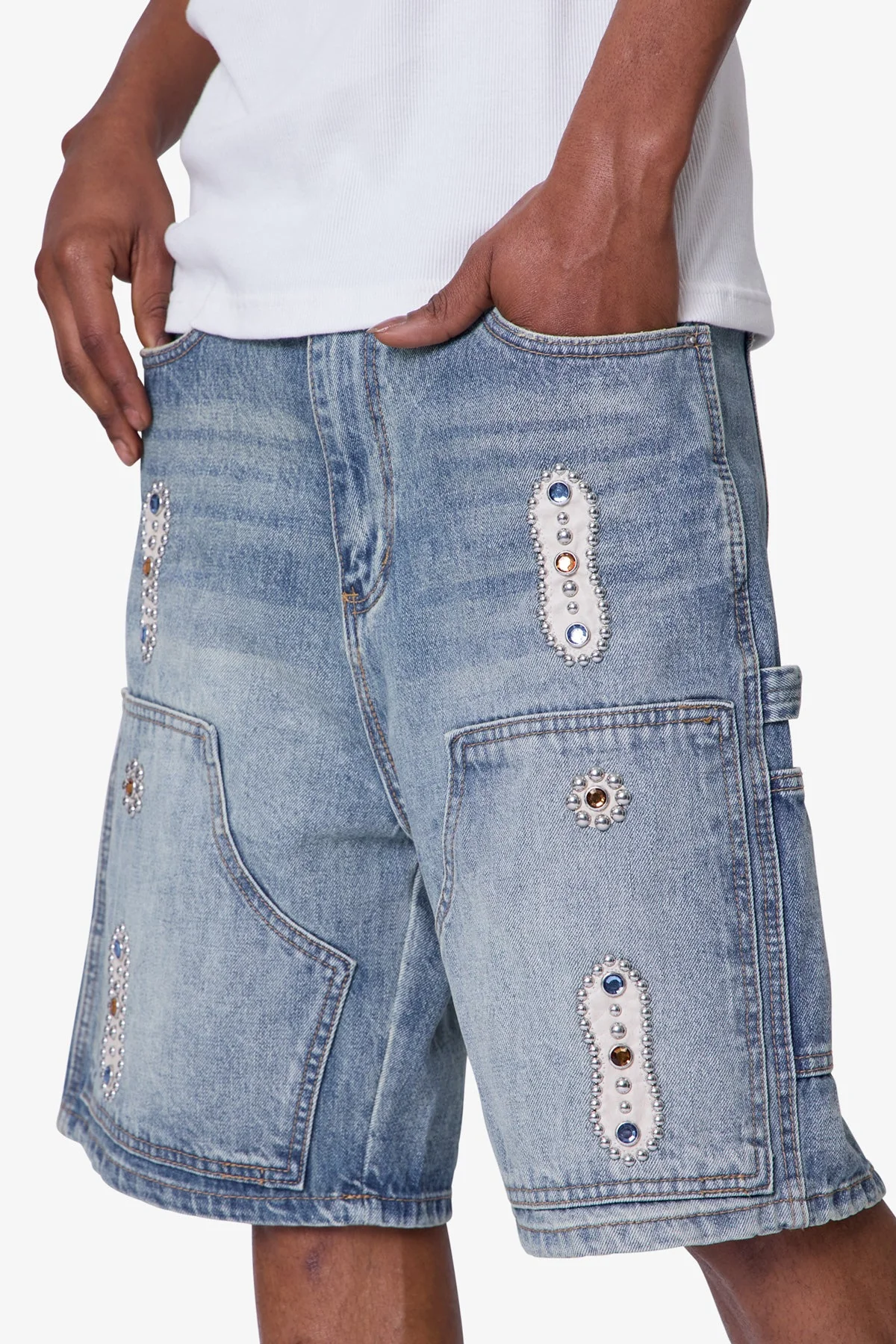 Western Jewel Denim Shorts - Blue - Image 2
