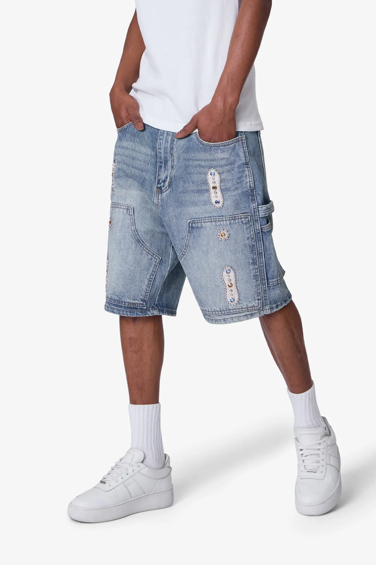 Western Jewel Denim Shorts - Blue - Image 7
