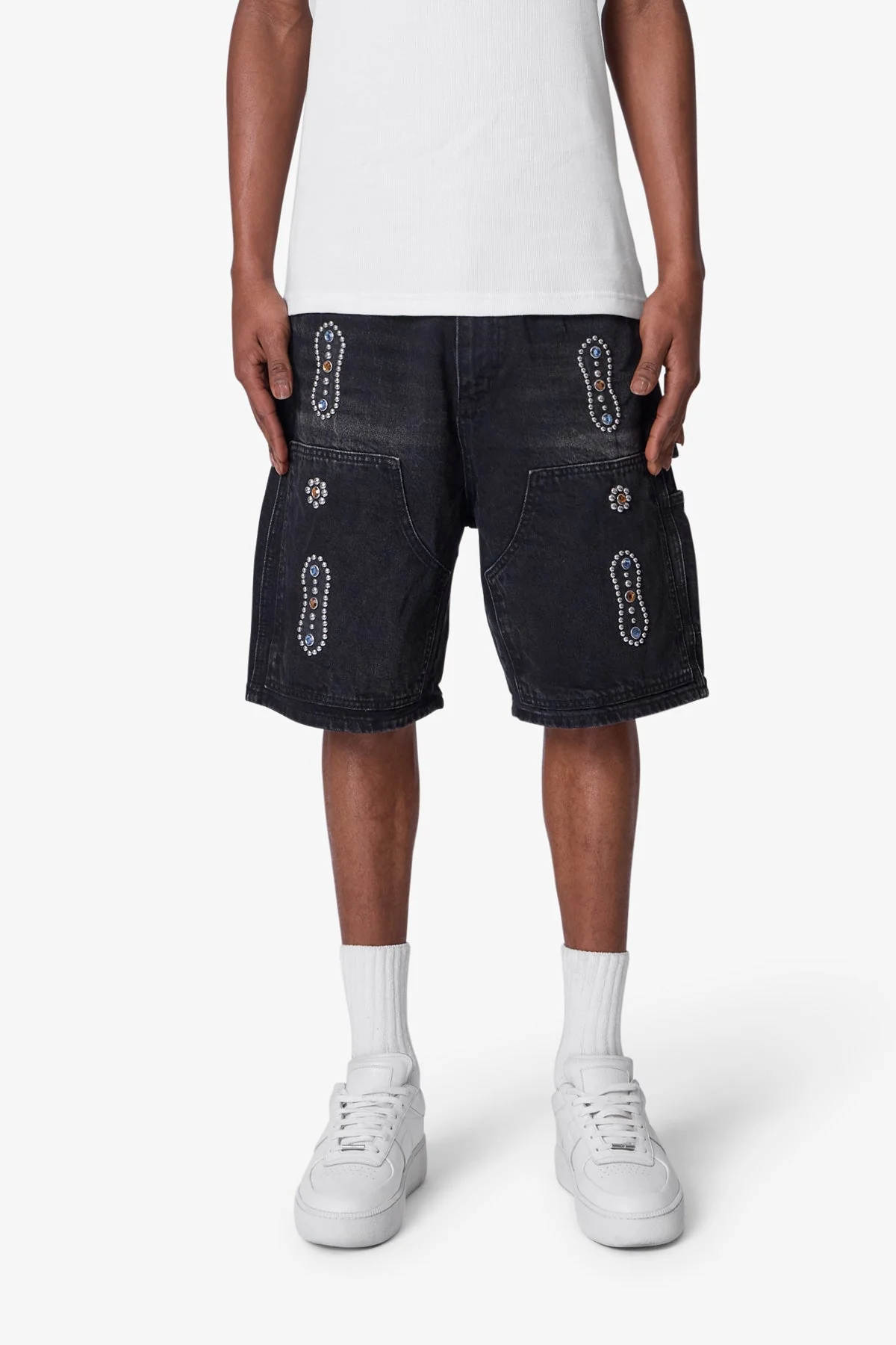 Western Jewel Denim Shorts - Washed Black - Image 2