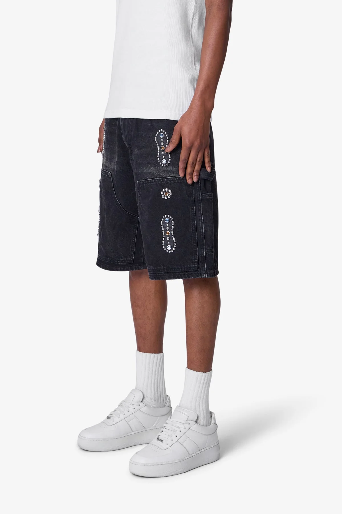 Western Jewel Denim Shorts - Washed Black - Image 3