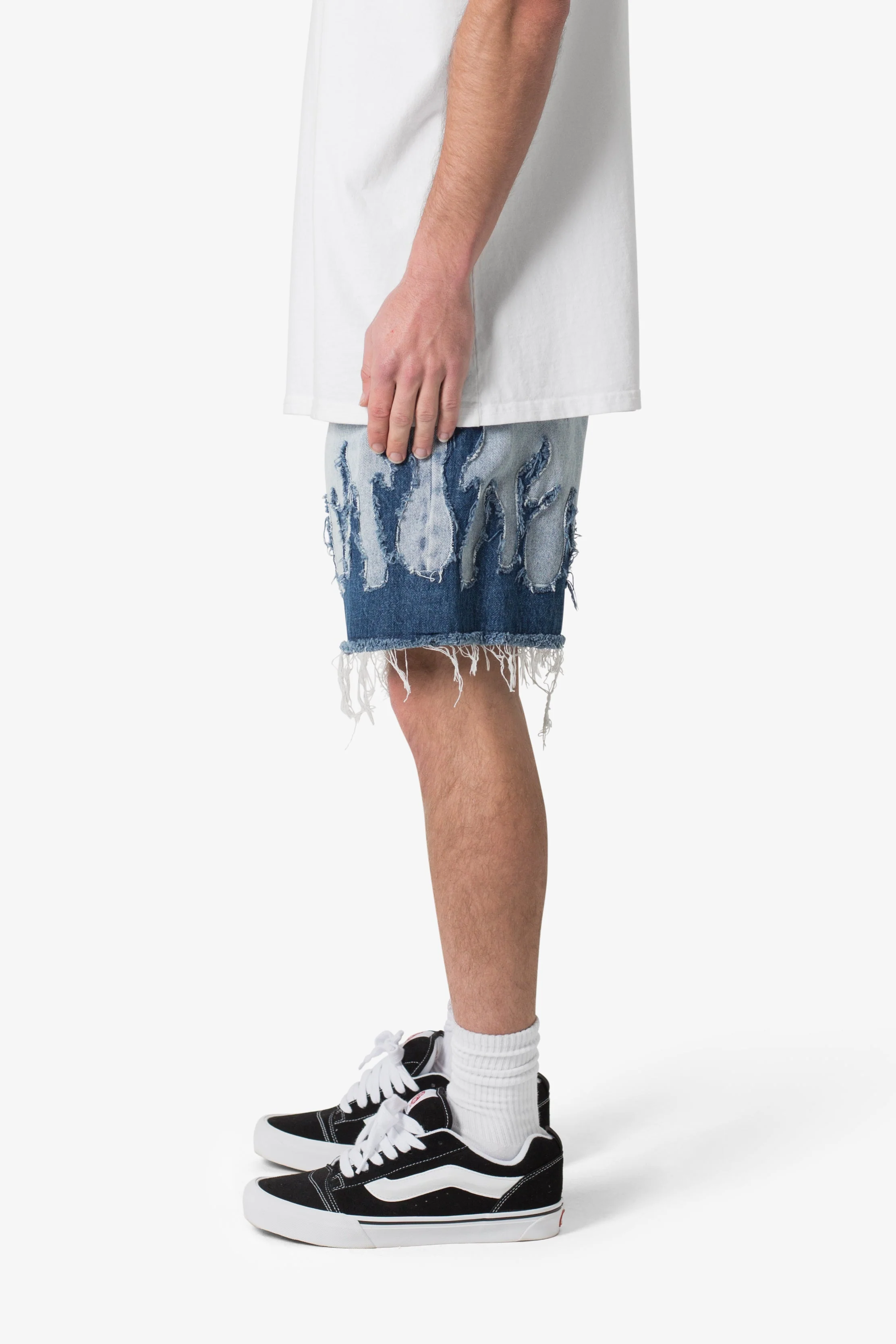 Flame Denim Shorts - Blue - Image 4
