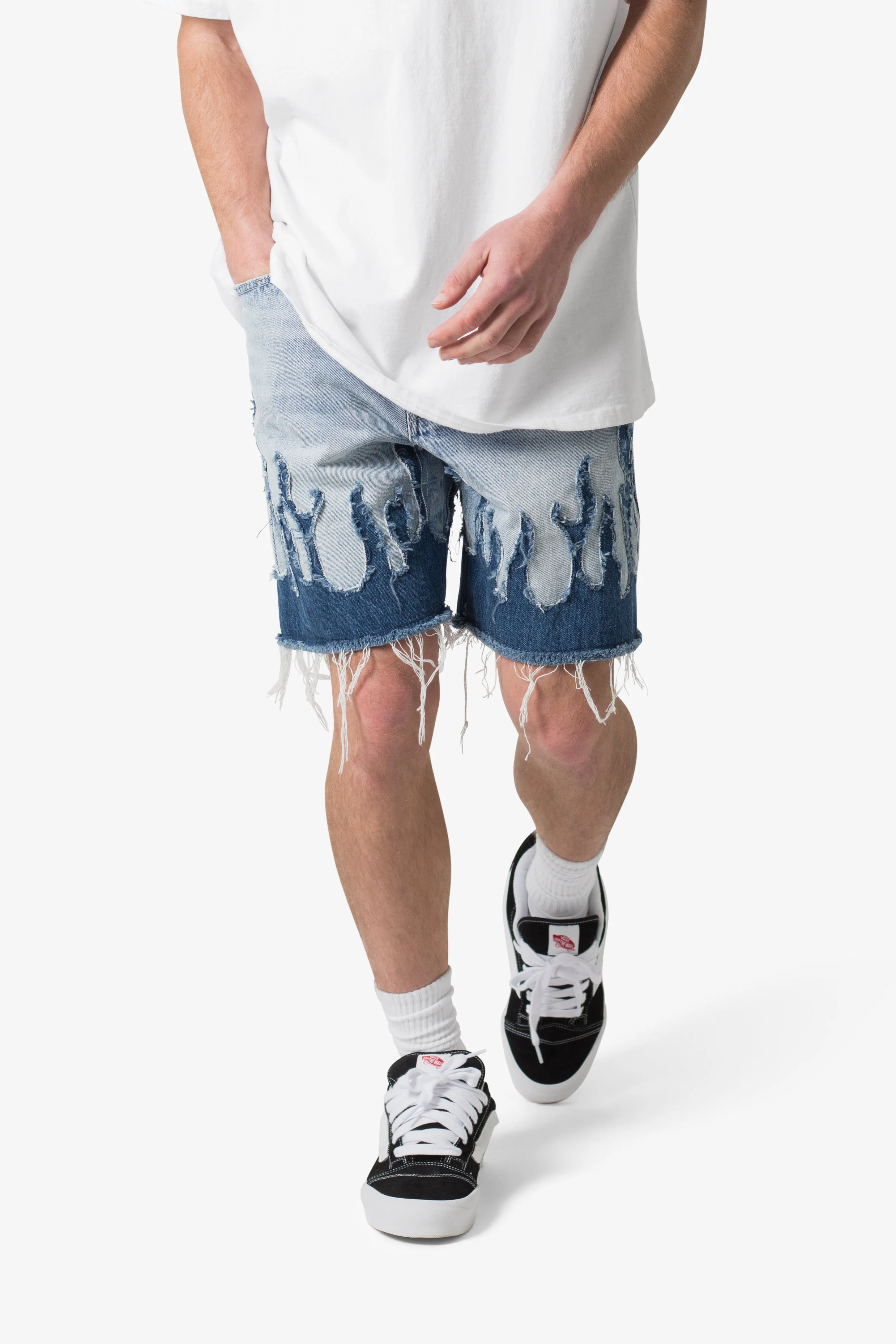Flame Denim Shorts - Blue - Image 6