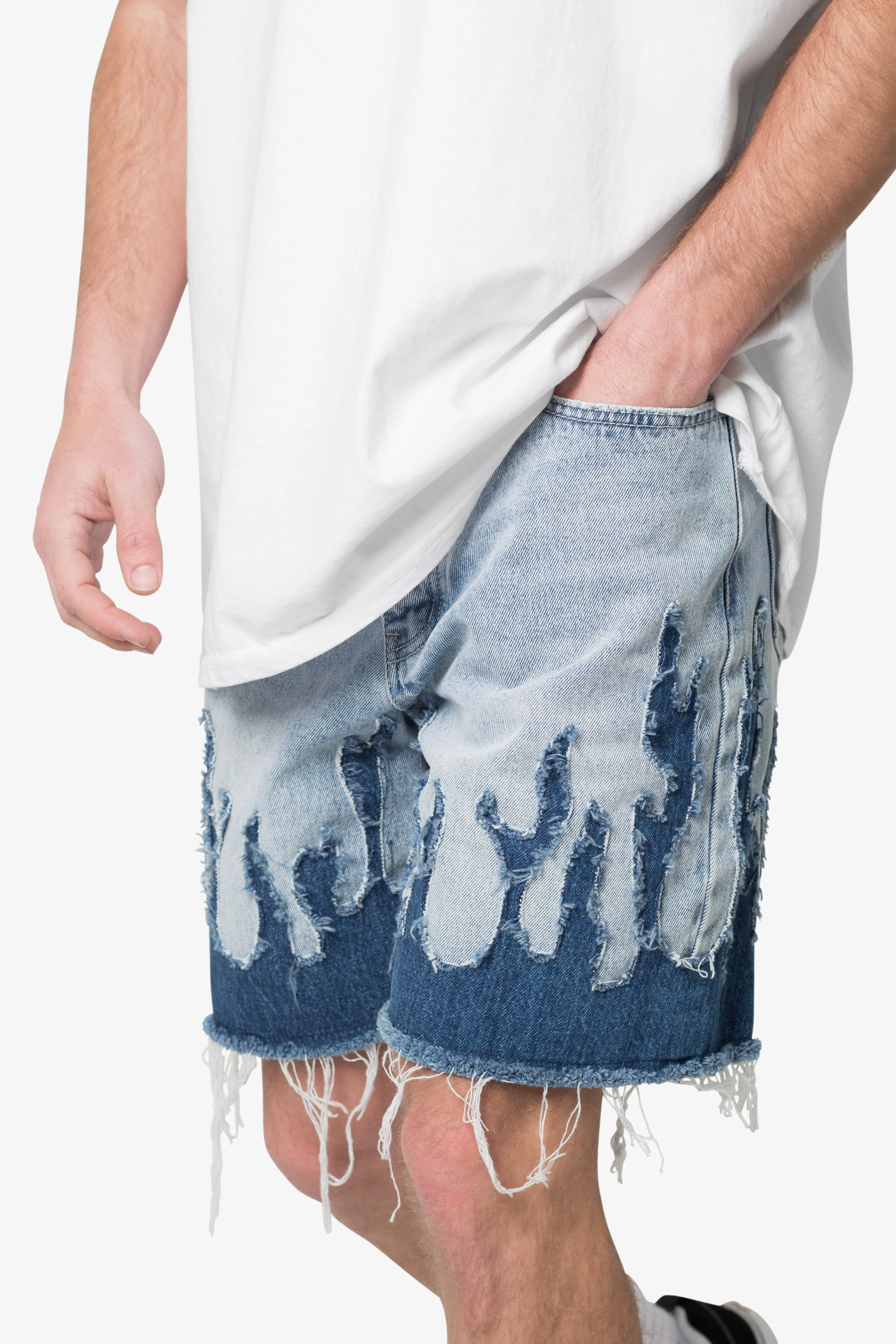 Flame Denim Shorts - Blue - Image 7