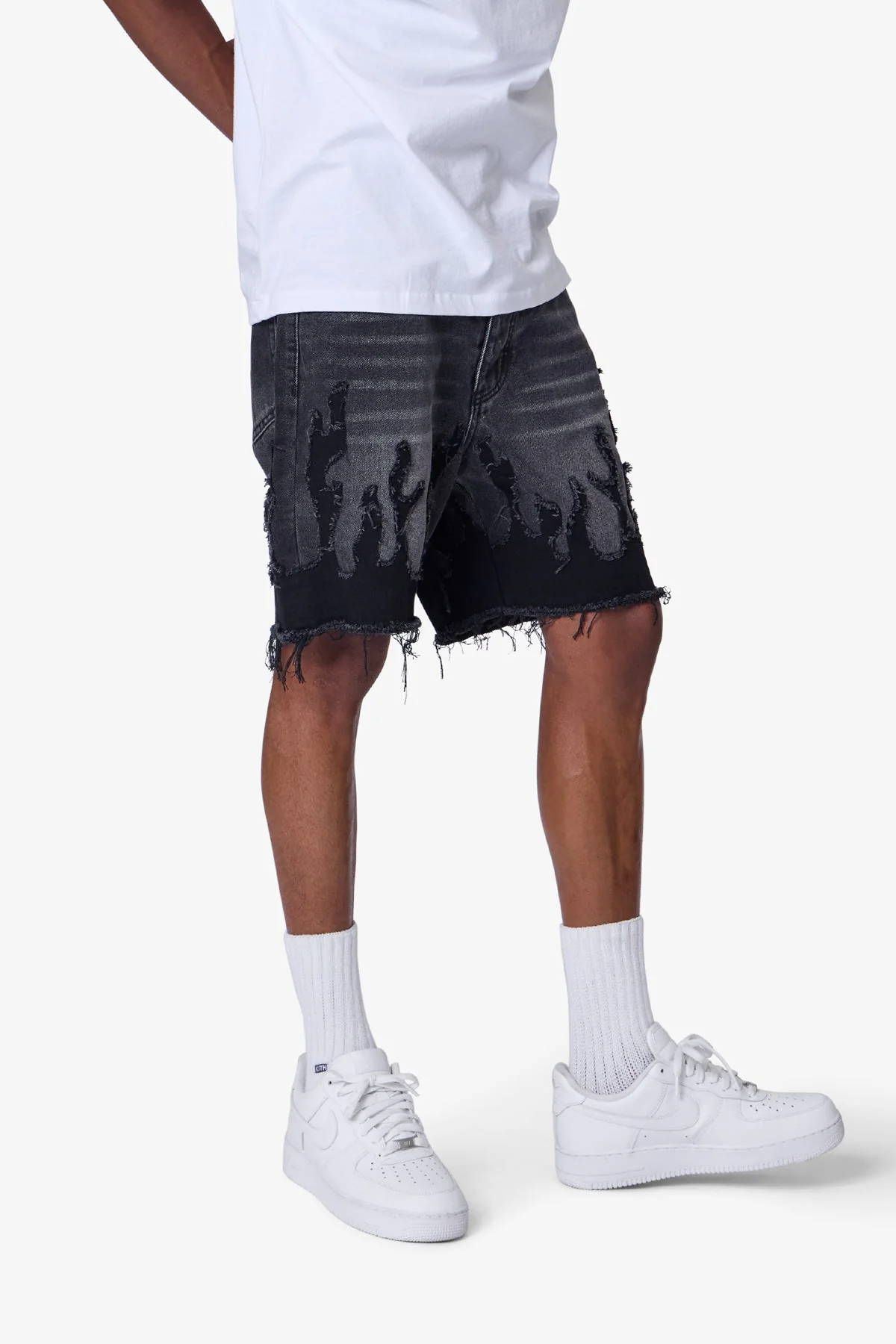 Flame Denim Shorts - Washed Black - Image 2