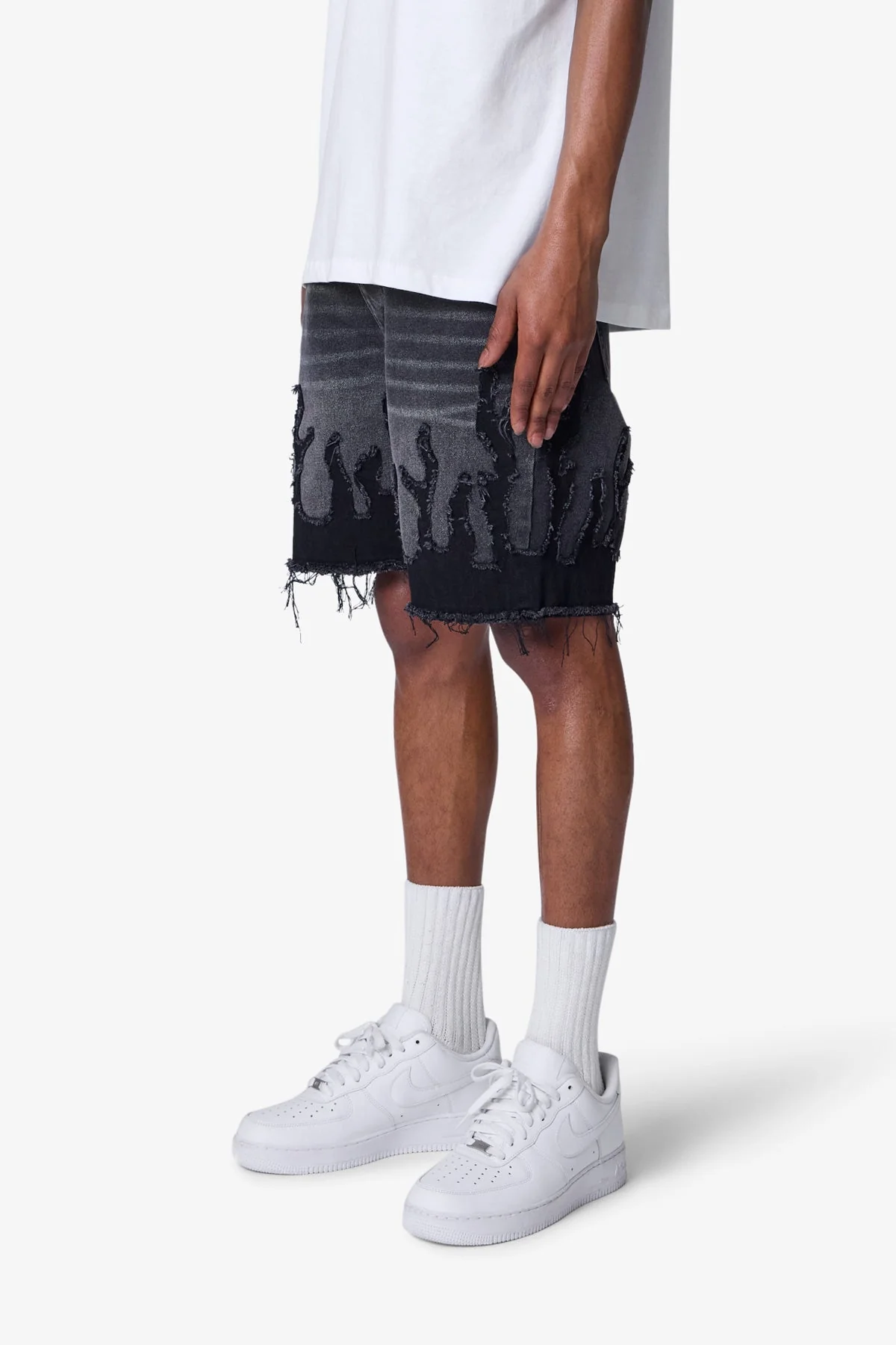 Flame Denim Shorts - Washed Black - Image 4