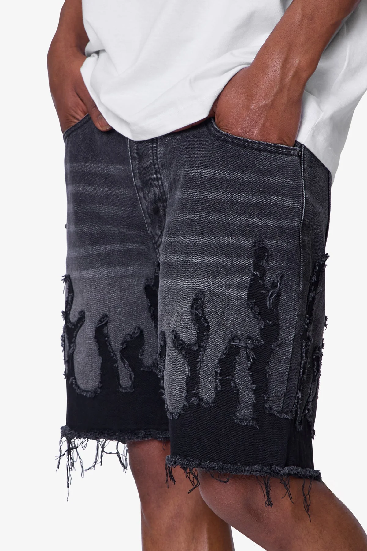 Flame Denim Shorts - Washed Black - Image 7
