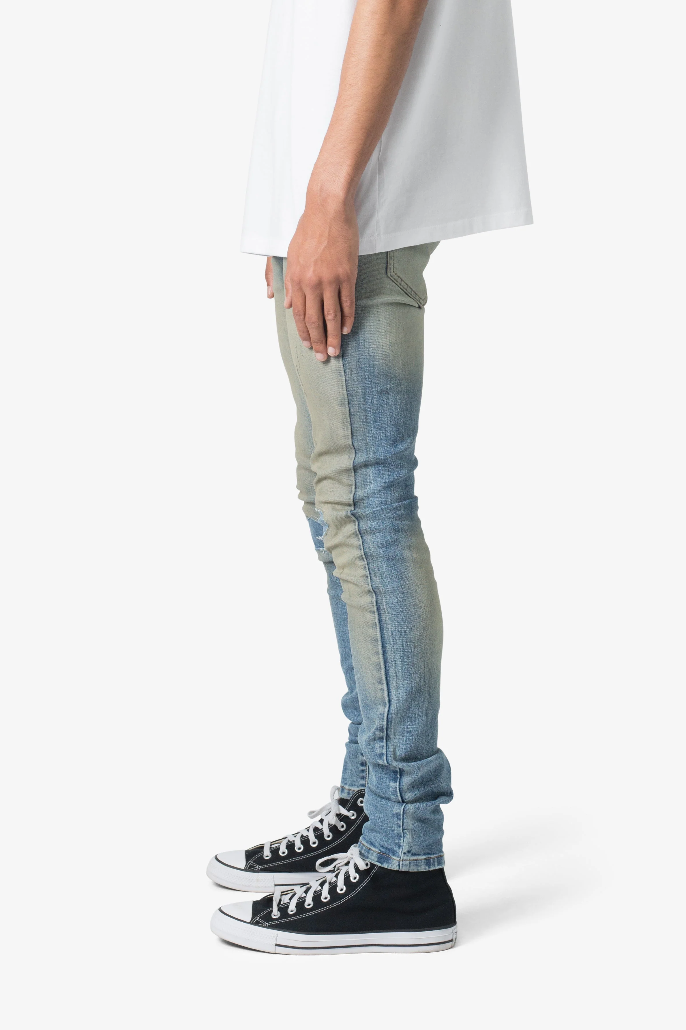 X651 Distressed Circle Knee Denim - Blue - Image 4