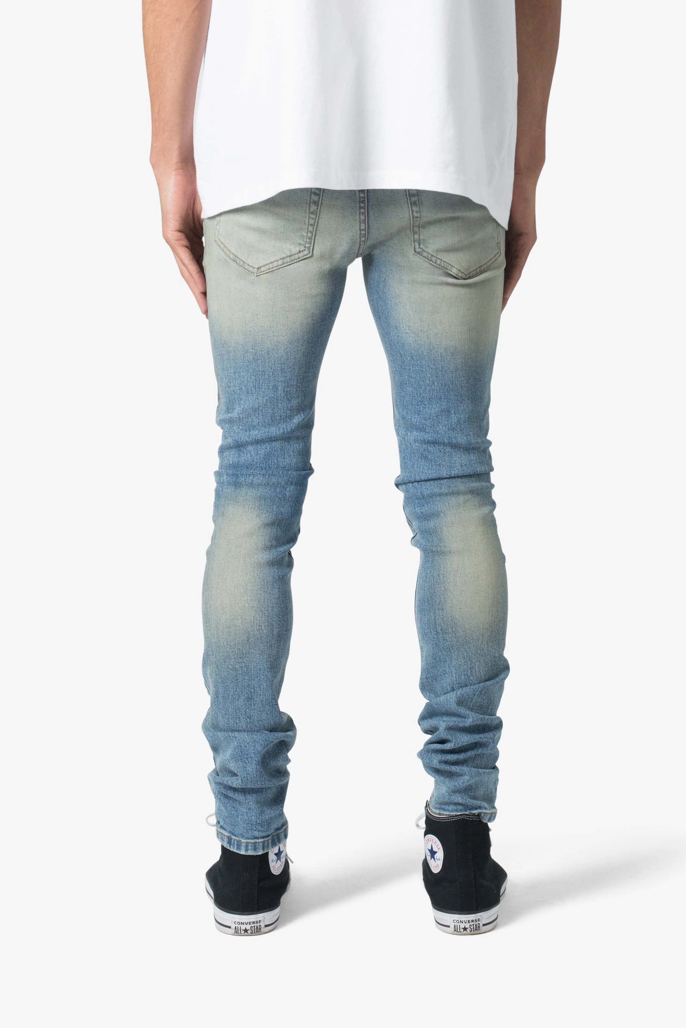 X651 Distressed Circle Knee Denim - Blue - Image 5