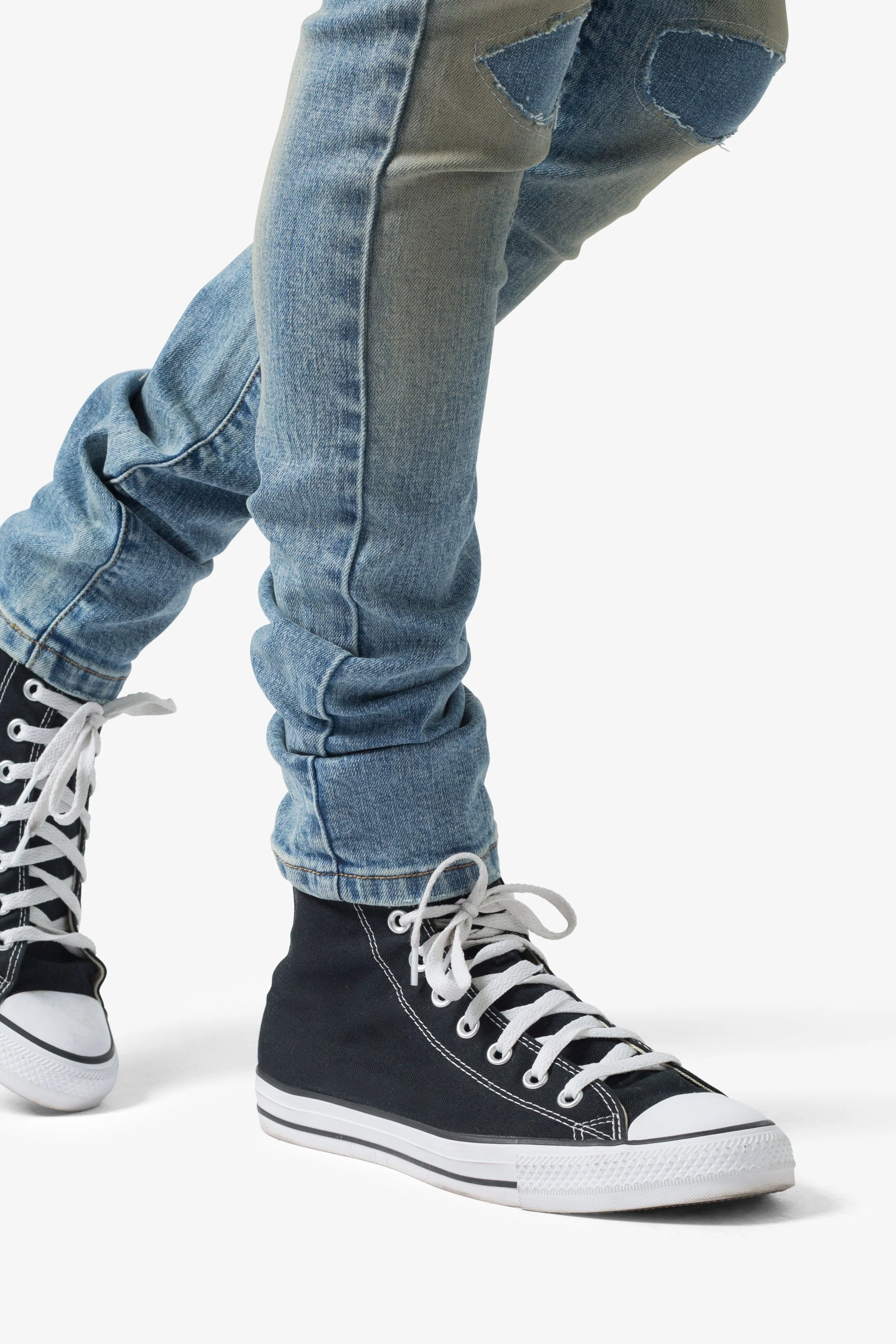 X651 Distressed Circle Knee Denim - Blue - Image 8