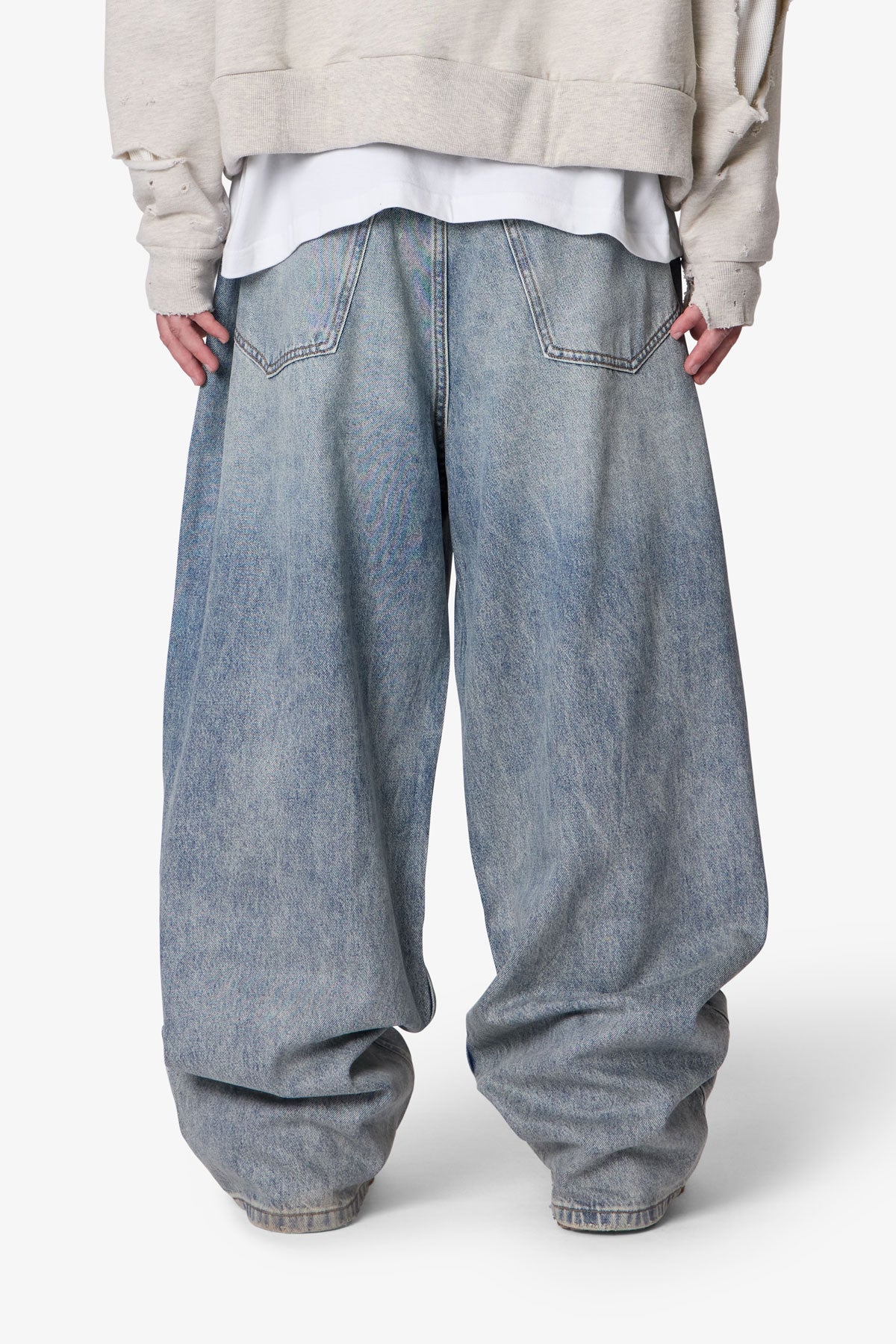 Mega Baggy Waxed Denim - Medium Blue - Image 5