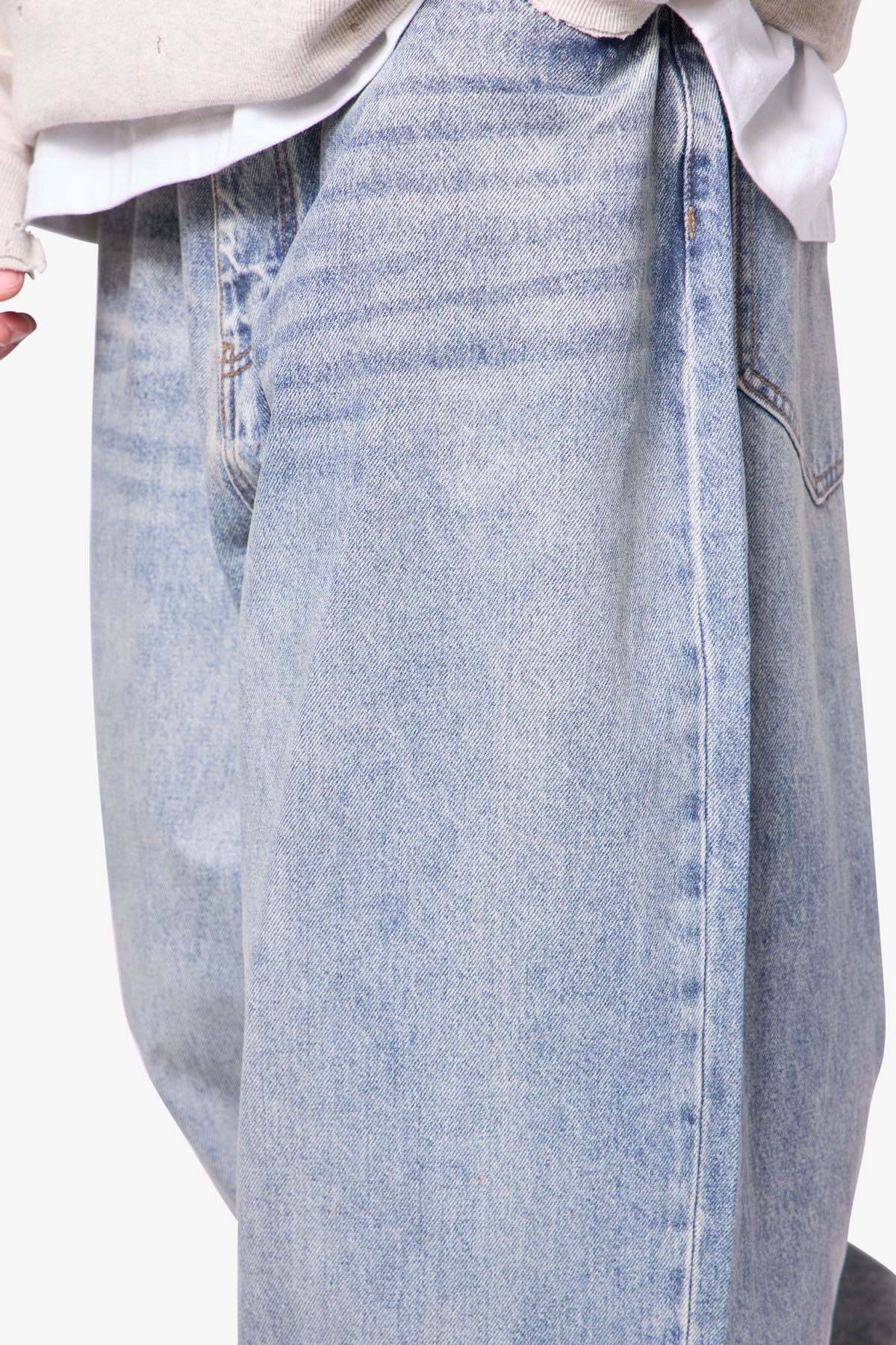 Mega Baggy Waxed Denim - Medium Blue - Image 7