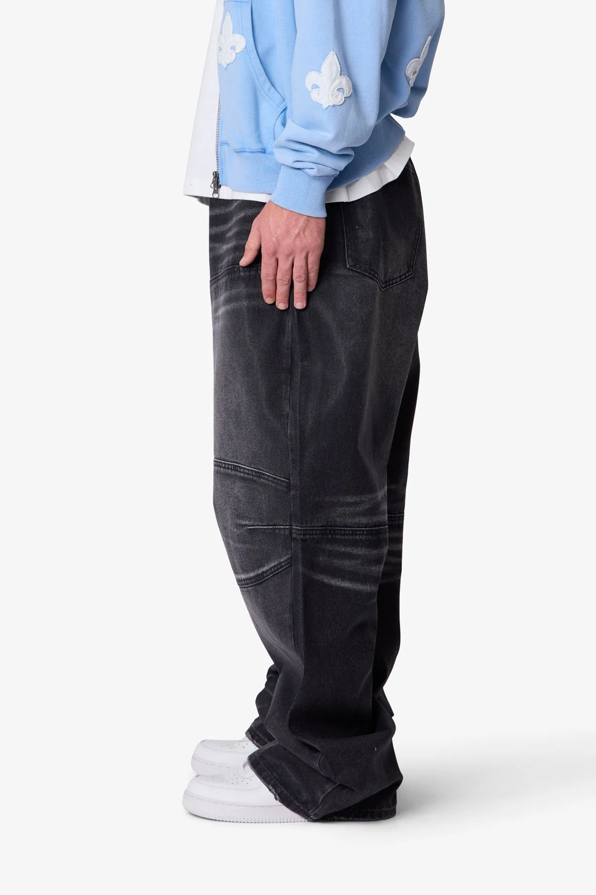 Mega Baggy Moto Denim - Waxed Black - Image 4
