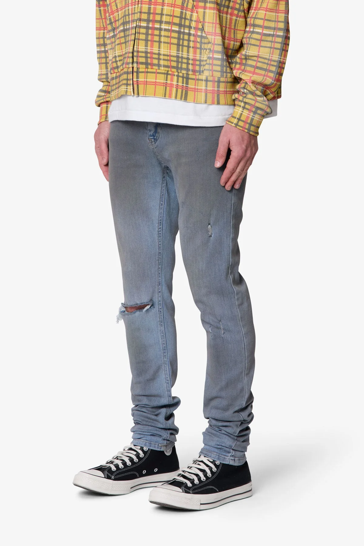 Oil Ruched Skinny Denim - Blue - Image 3