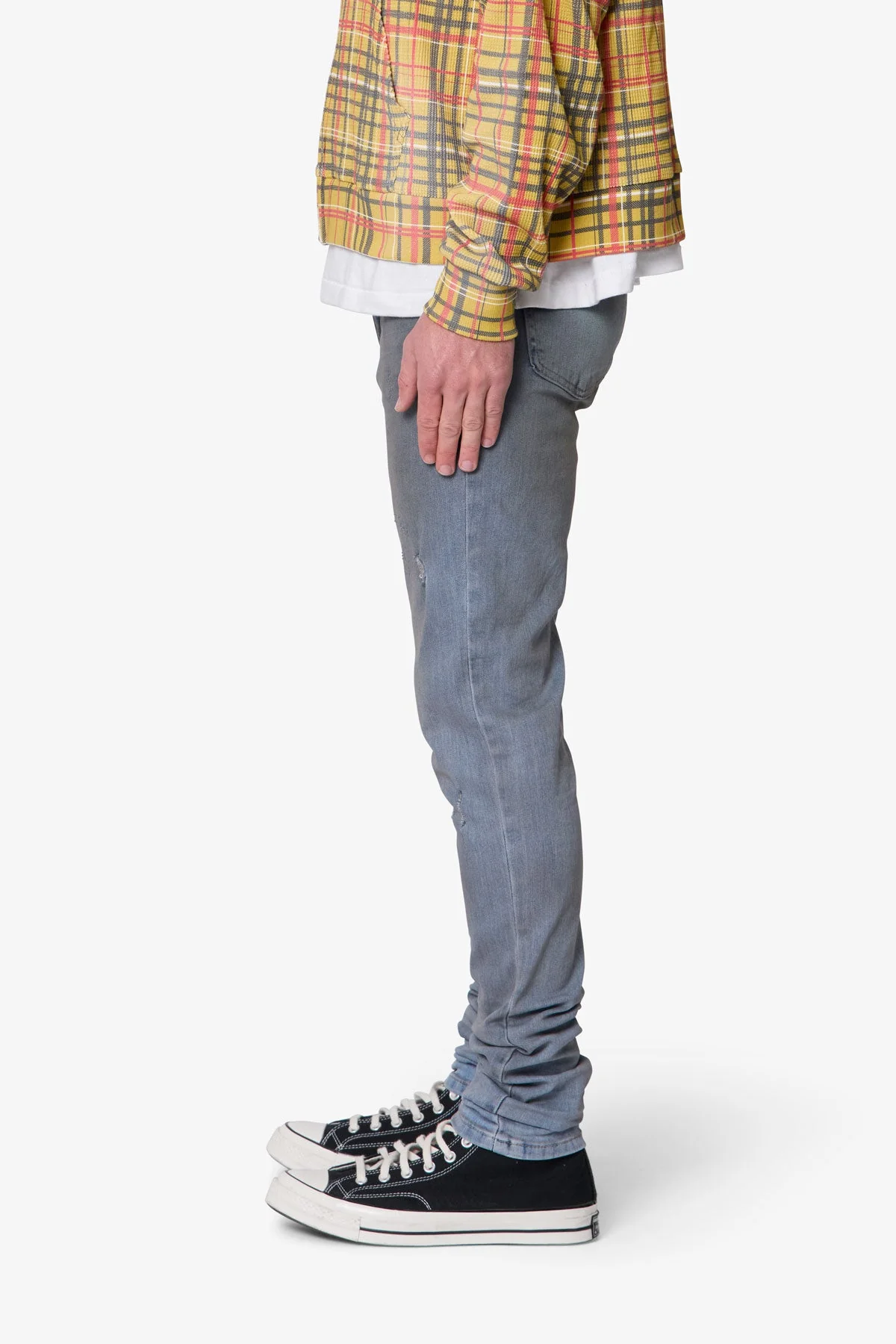 Oil Ruched Skinny Denim - Blue - Image 4