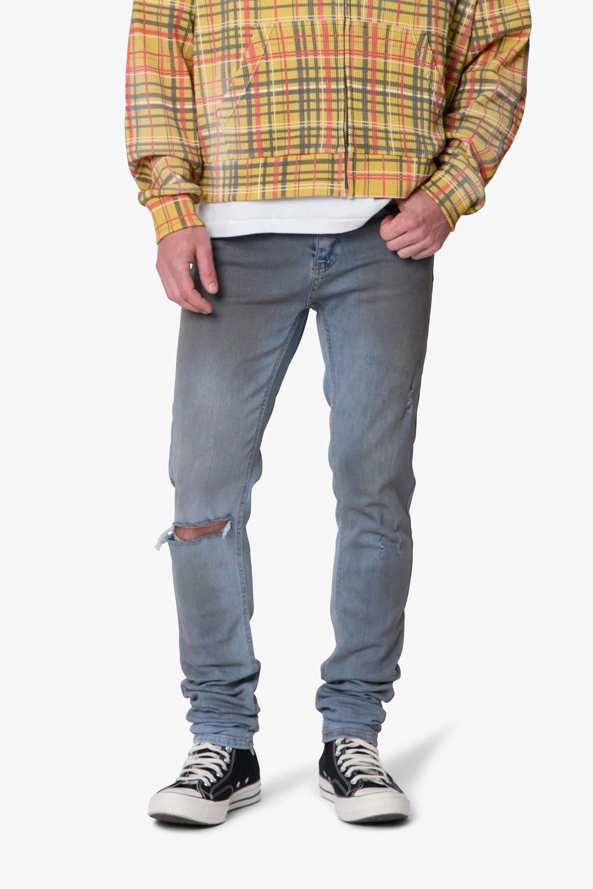 Oil Ruched Skinny Denim - Blue - Image 6