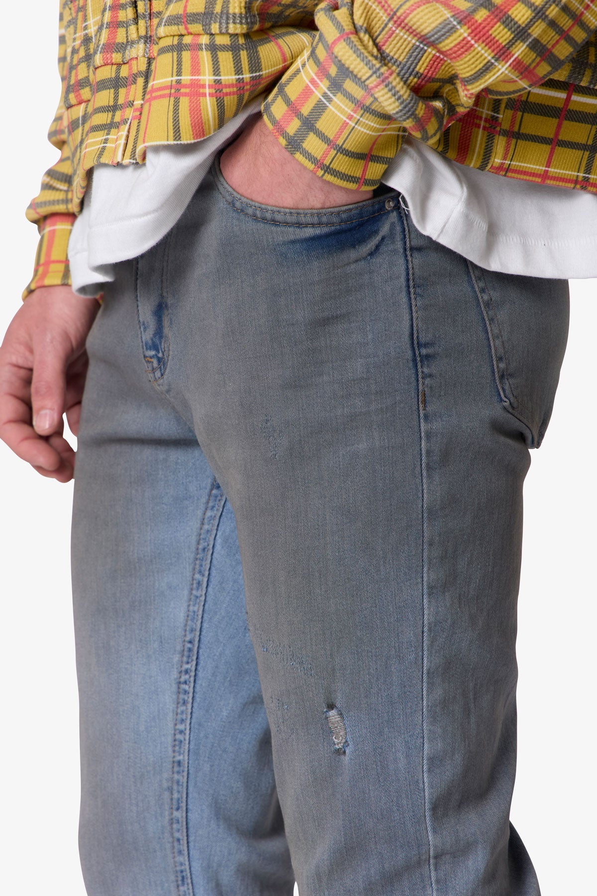 Oil Ruched Skinny Denim - Blue - Image 7