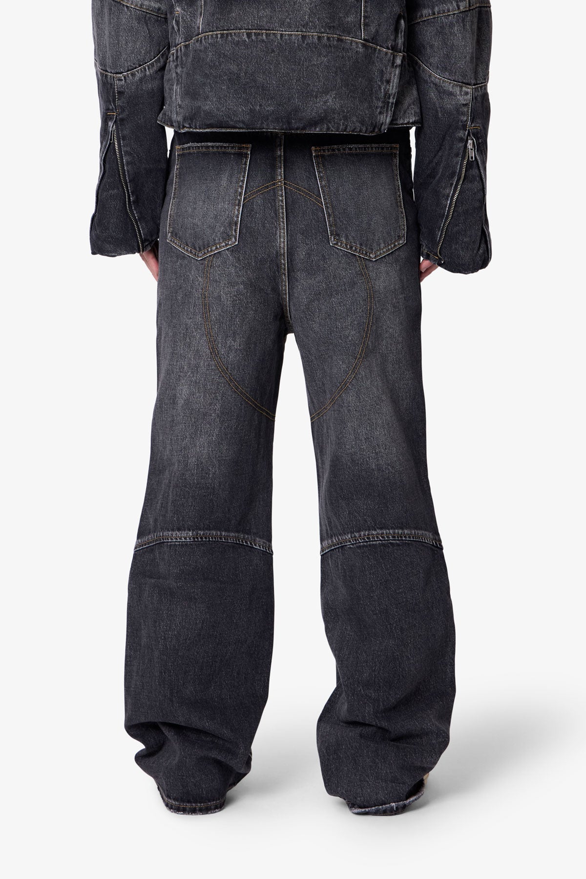 Paneled Moto Denim - Washed Black - Image 5
