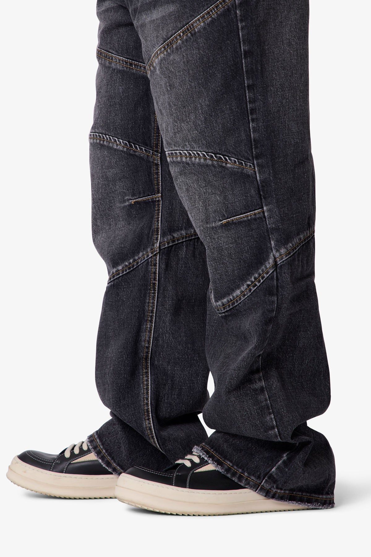 Paneled Moto Denim - Washed Black - Image 7