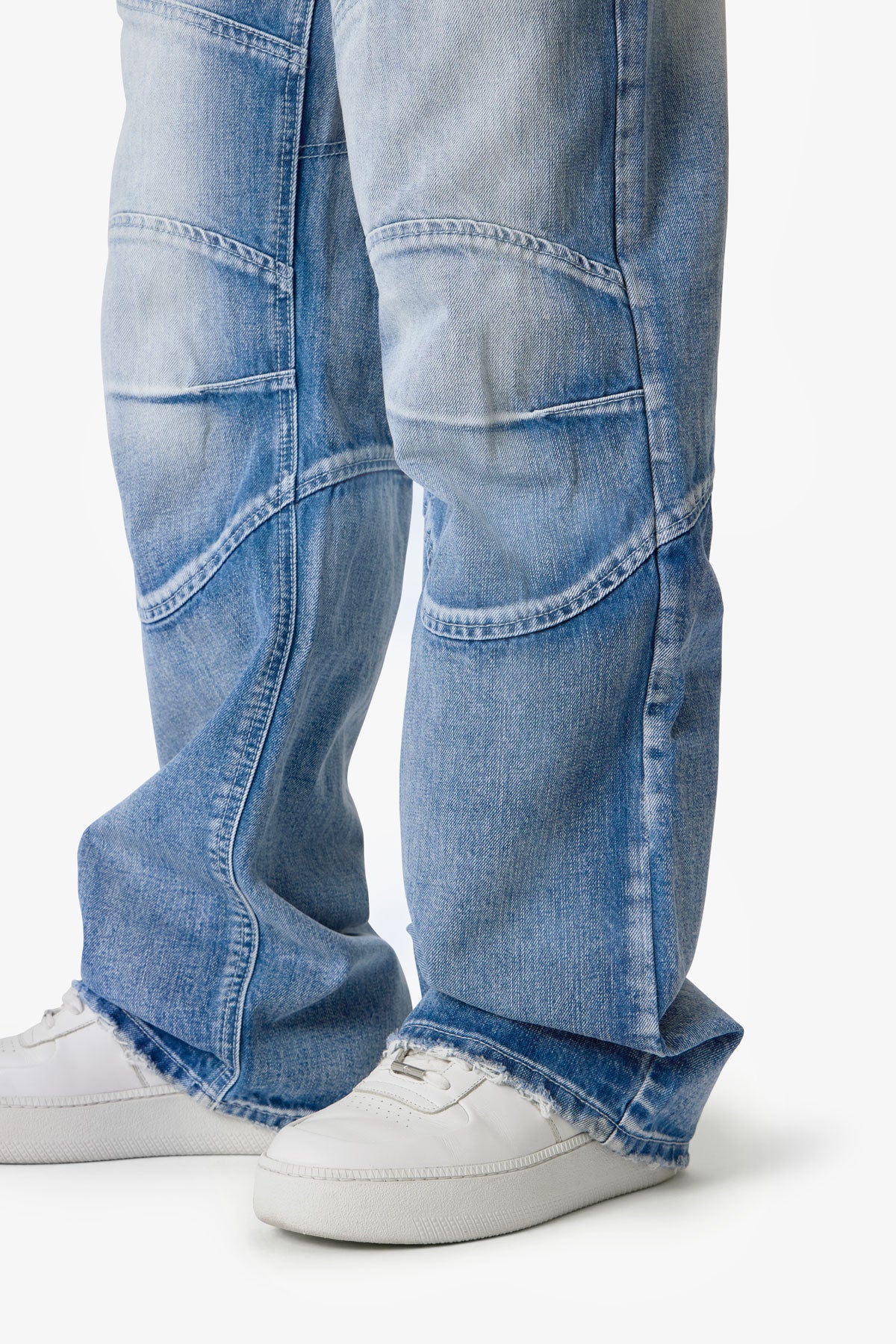 Paneled Moto Denim - Washed Blue - Image 8