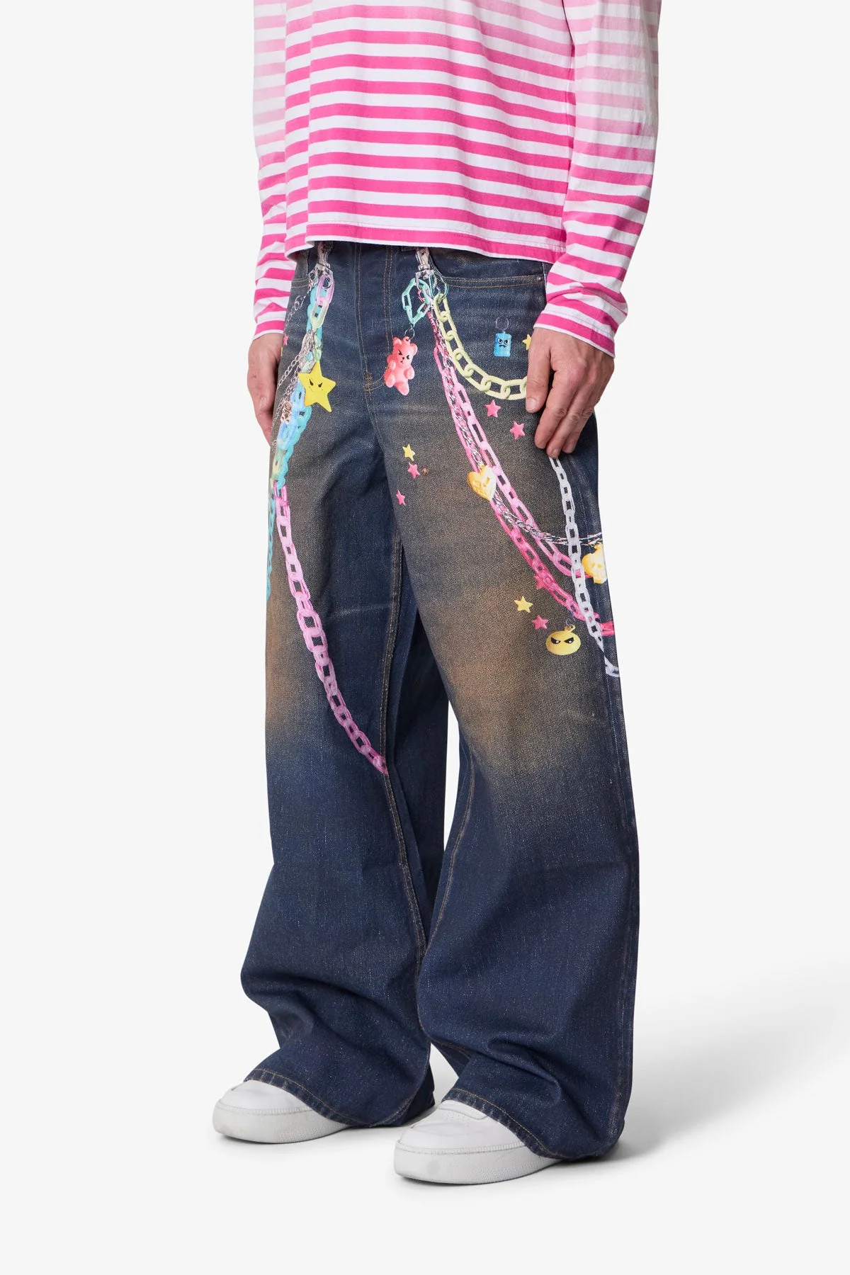 Rave Chain Printed Denim - Blue - Image 3