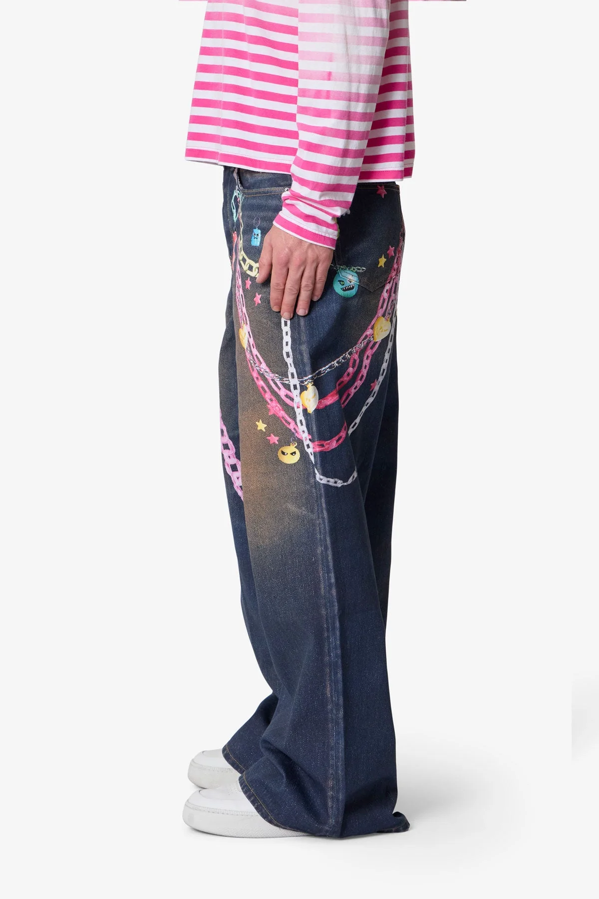 Rave Chain Printed Denim - Blue - Image 4