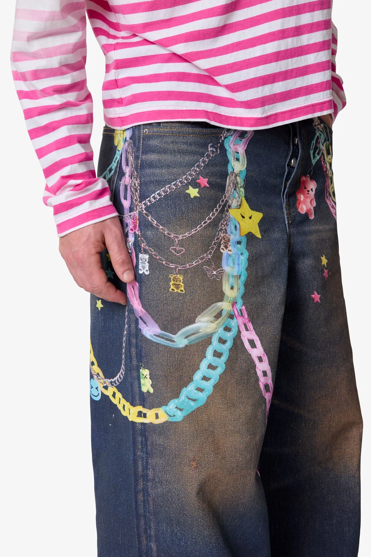 Rave Chain Printed Denim - Blue - Image 8