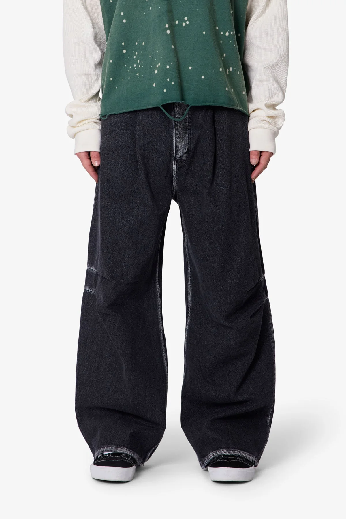 Raw Pleated Denim - Rinsed Black - Image 2