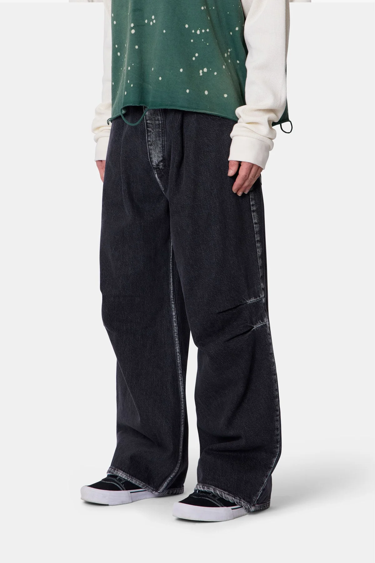 Raw Pleated Denim - Rinsed Black - Image 3