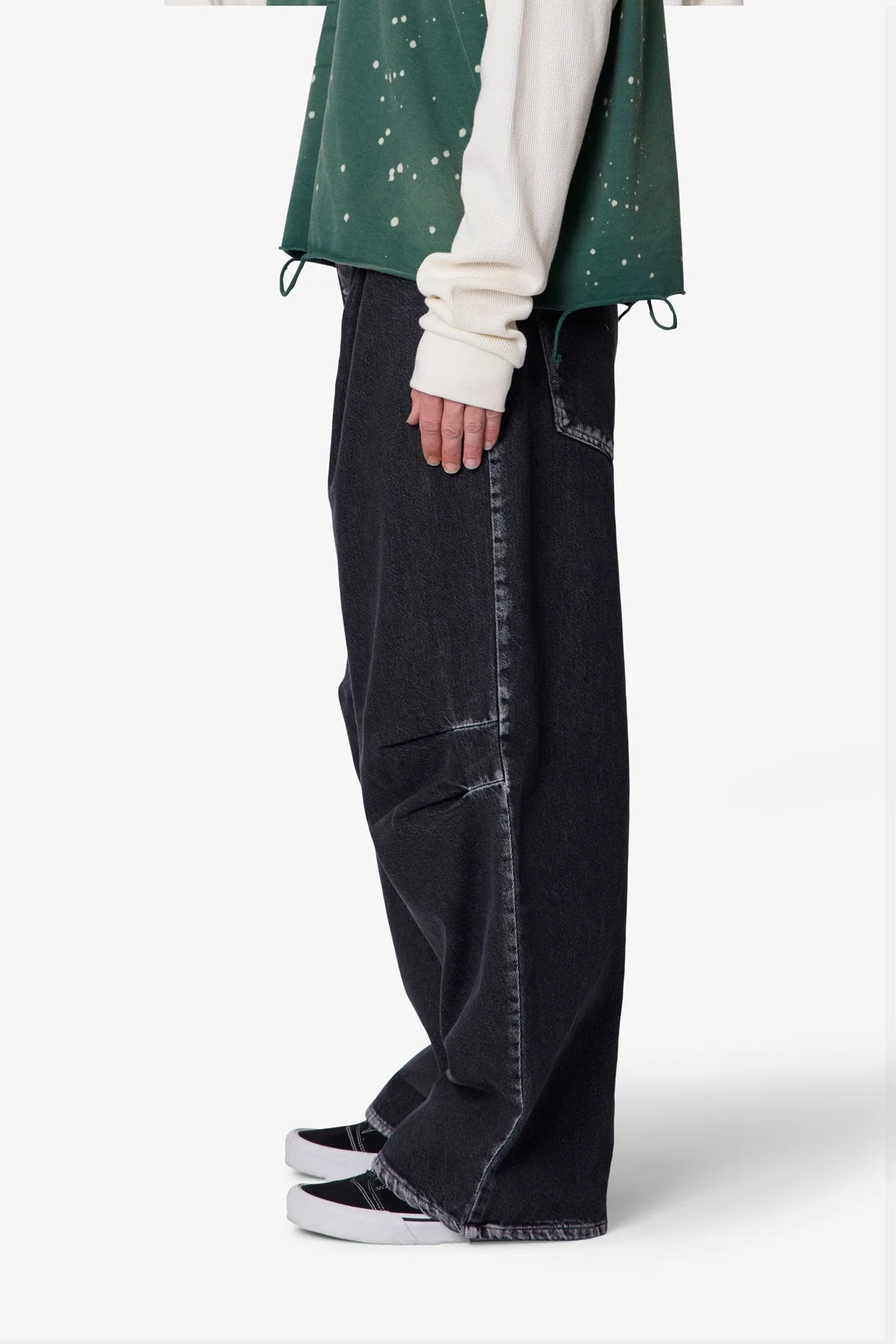 Raw Pleated Denim - Rinsed Black - Image 4