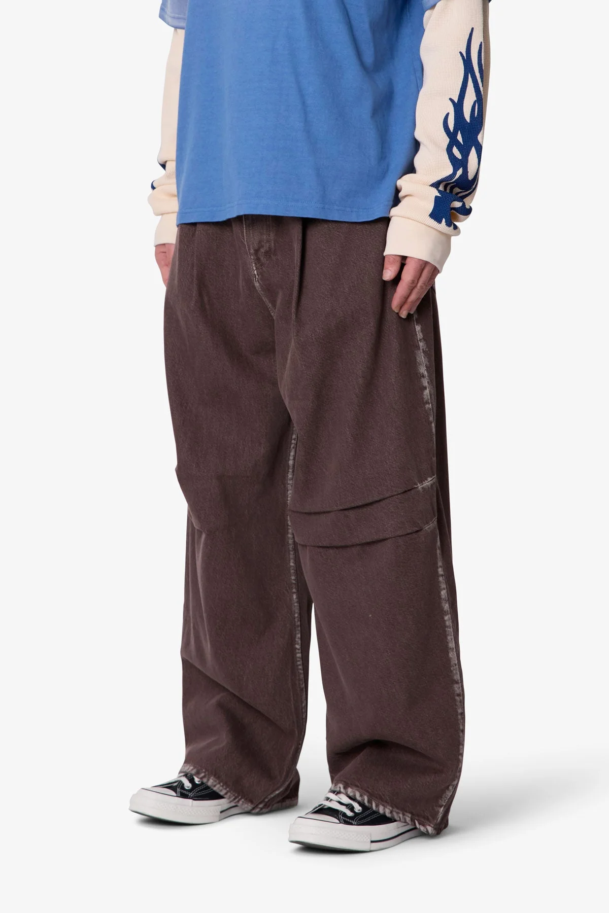 Raw Pleated Denim - Rinsed Brown - Image 3