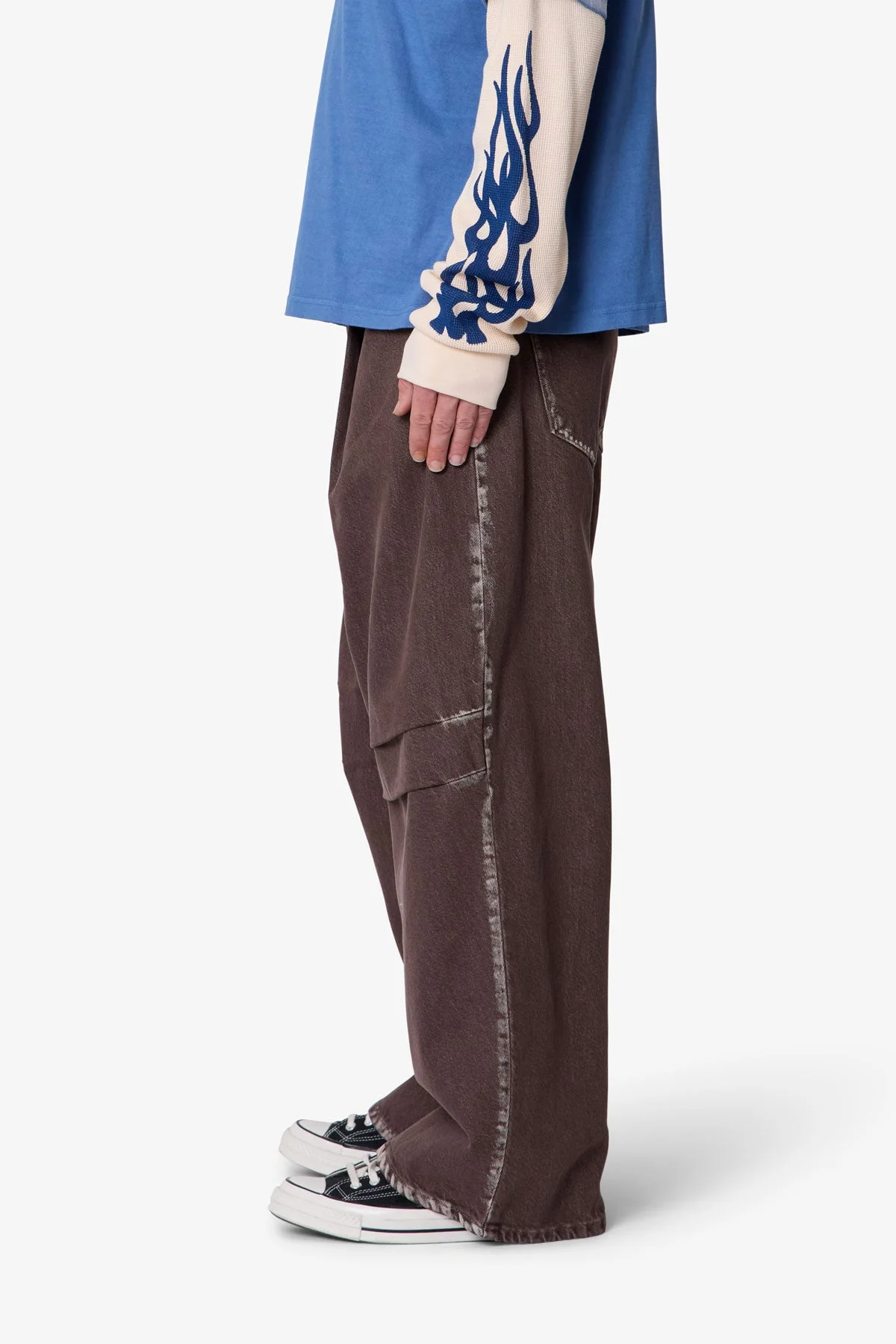 Raw Pleated Denim - Rinsed Brown - Image 4