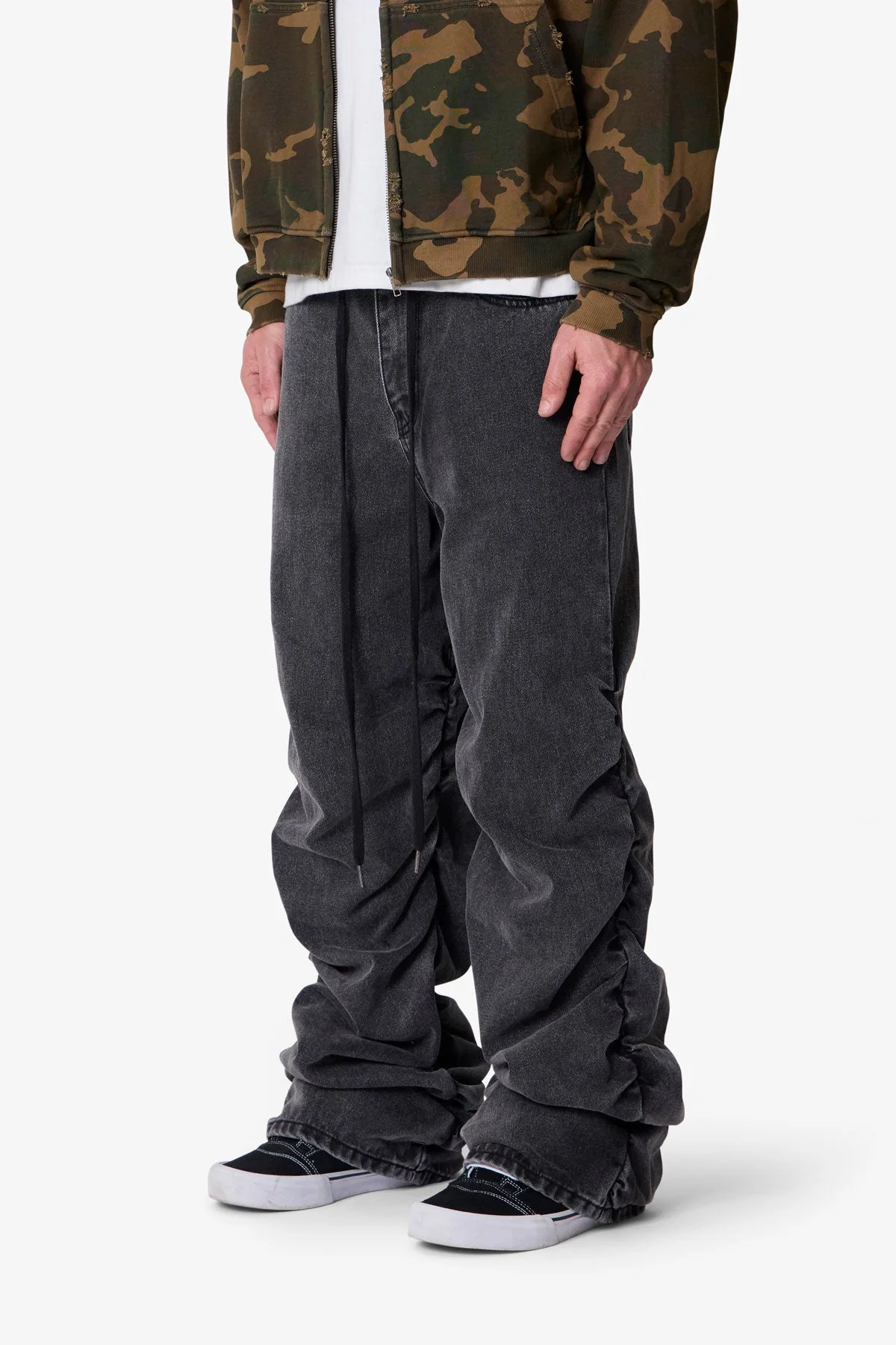 Ruched Denim - Washed Black - Image 3