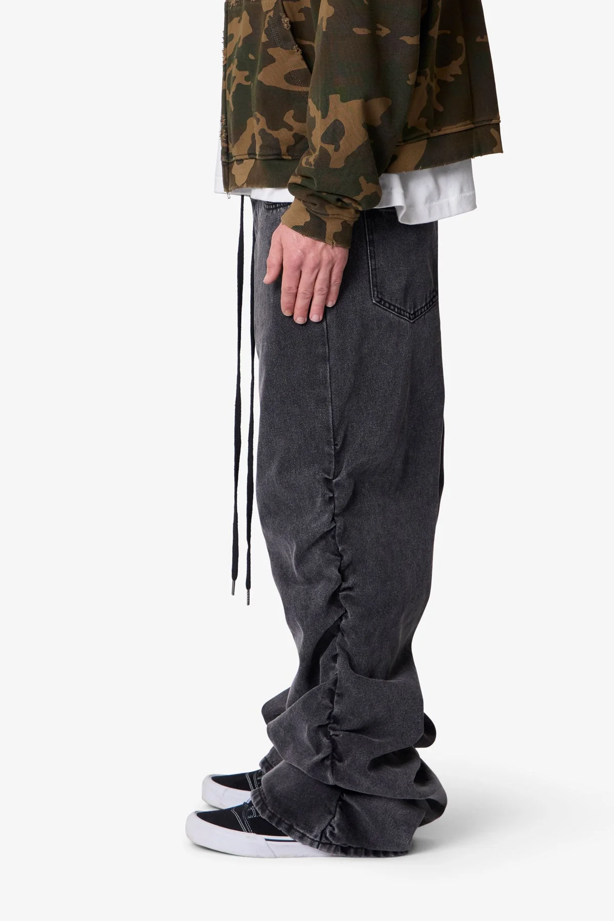 Ruched Denim - Washed Black - Image 4