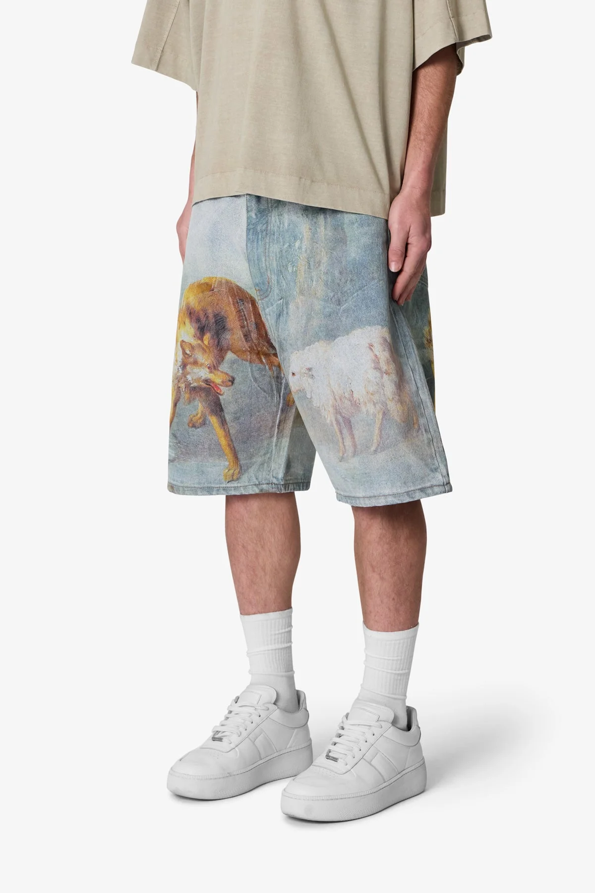 Sheep Hounded Denim Shorts - Multi - Image 3