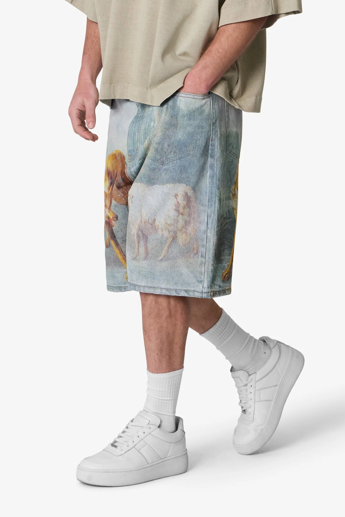 Sheep Hounded Denim Shorts - Multi - Image 6